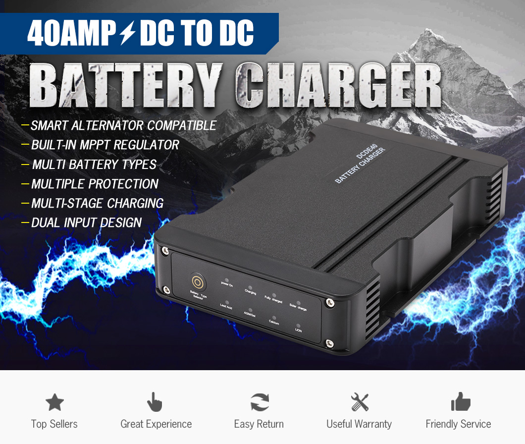 ATEM POWER 12V 40A DC to DC Battery Charger with MPPT Solar Battery