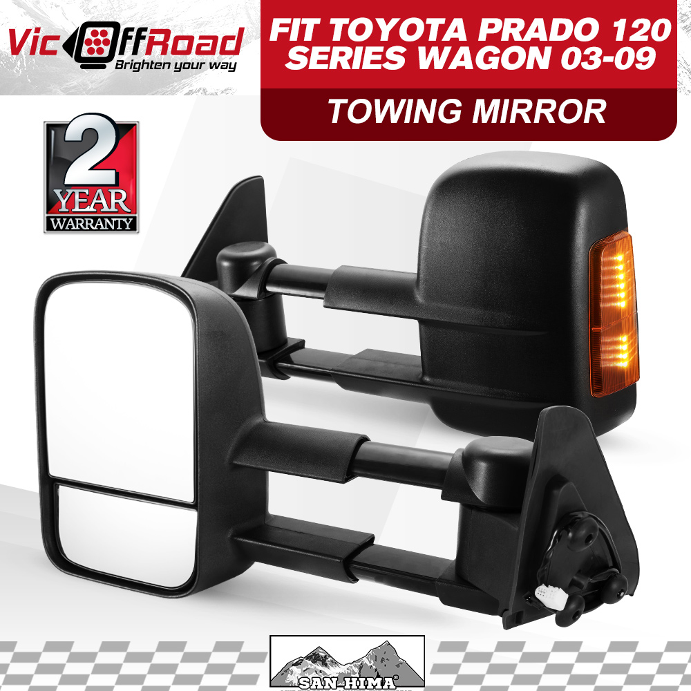 Pair Extendable Towing Mirrors Fit Toyota Prado 120 Series Wagon 03 09