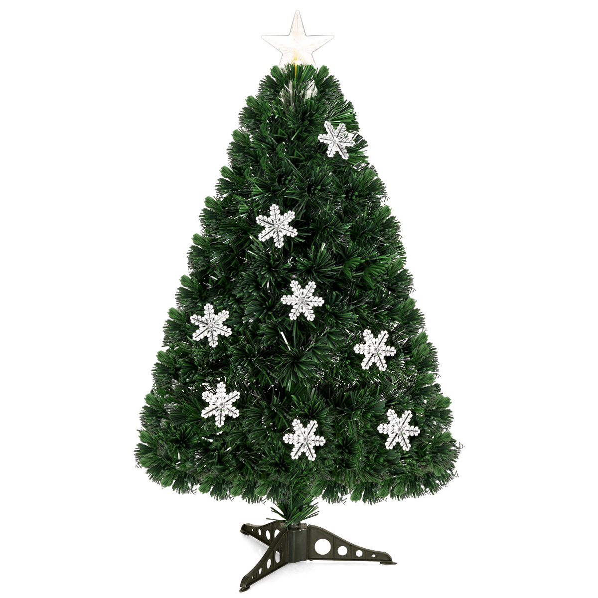 3 Fuß Pre-Lit Glasfaser Künstlicher Weihnachtsbaum mit Mehrfarbigen Lichtern Schneeflocken - Bild 9 von 9