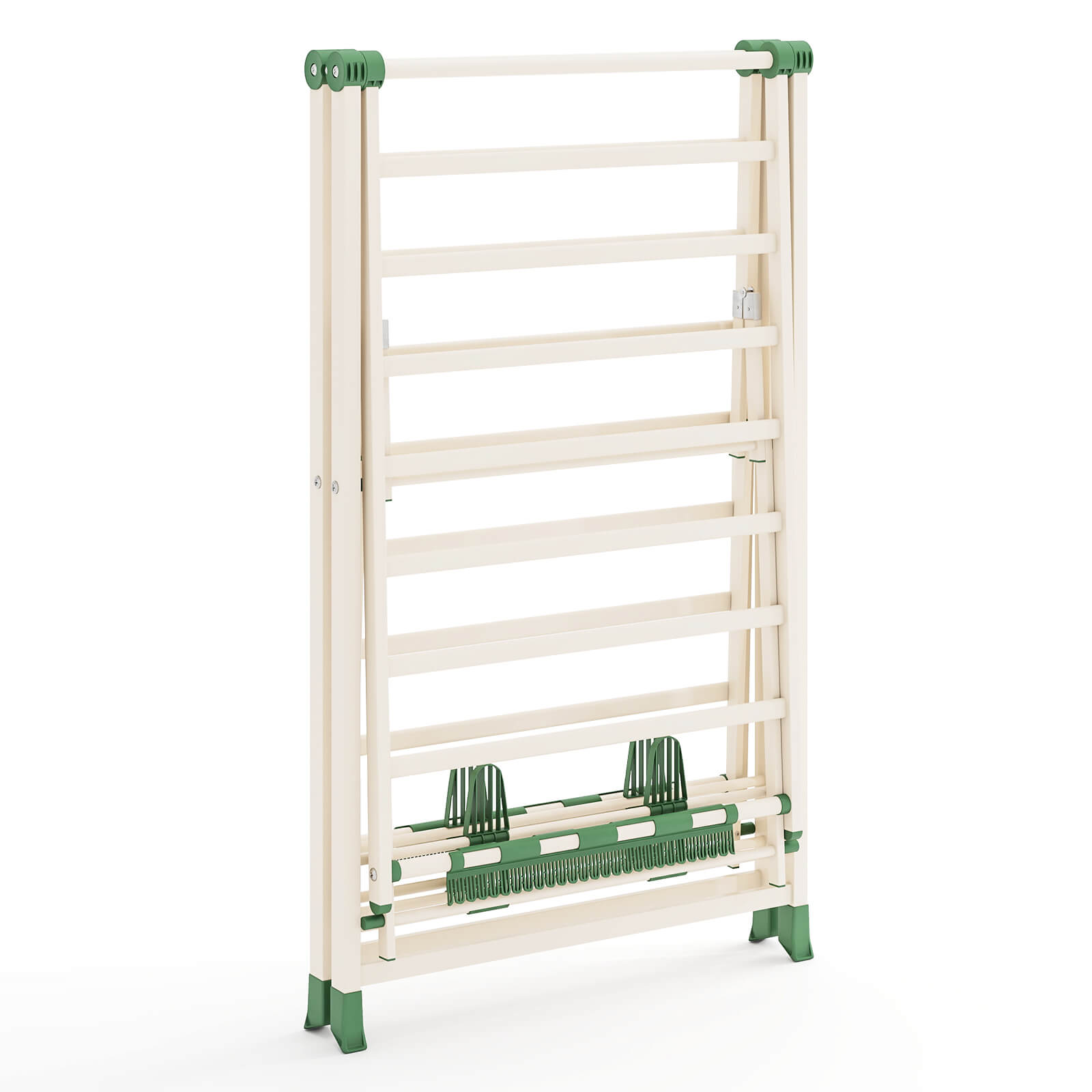 Foldable Metal Laundry Drying Rack w/Height Adjustable Wings, 20 Drying Rails