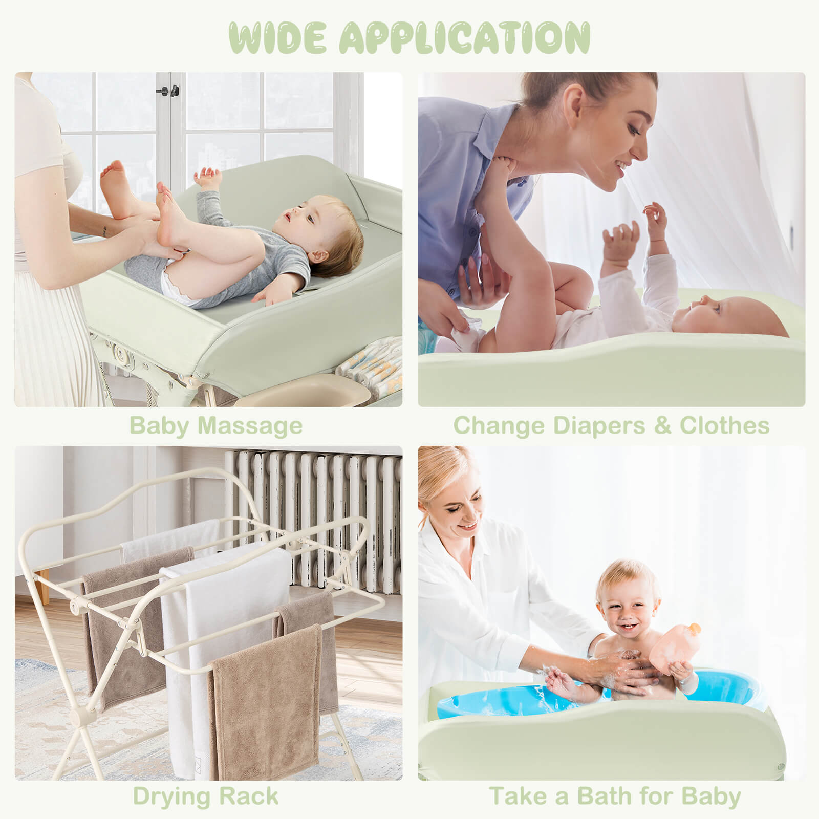 Baby Windel Wickeltisch Tragbar Neugeborene Kinderzimmer Höhenverstellbar Organizer - Bild 17 von 22
