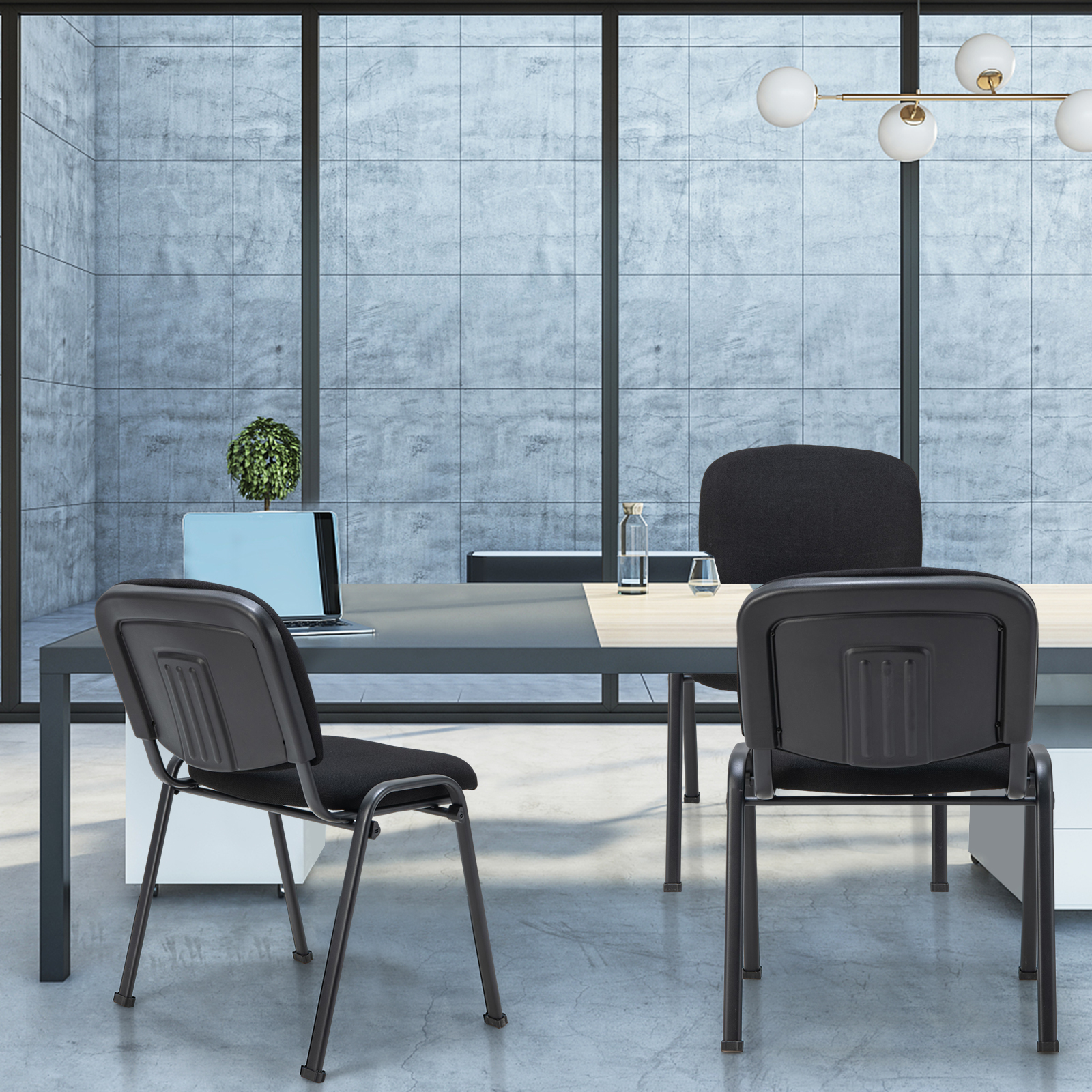 Set of 5 Stackable Reception Chair Office Guest Chair Waiting Conference Room