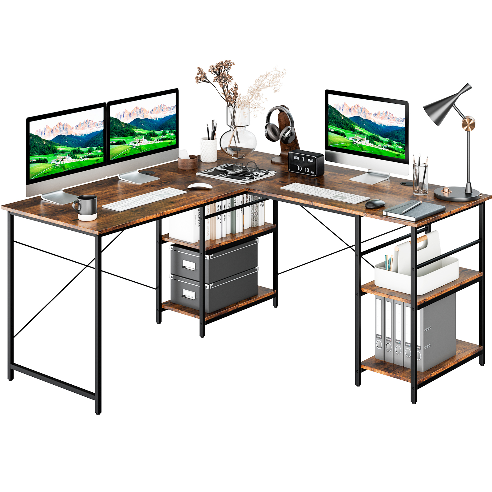 Giantex Computer Desk Convertible L-shaped Study Writing Table Metal Frame 151CM - Picture 41 of 42