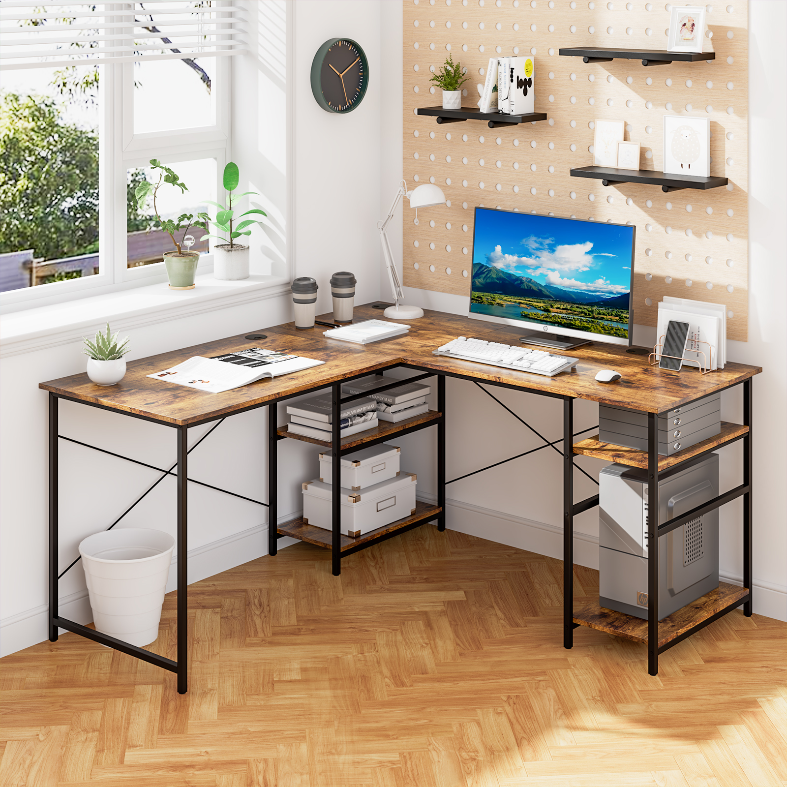 Giantex Computer Desk Convertible L-shaped Study Writing Table Metal Frame 151CM - Picture 33 of 42