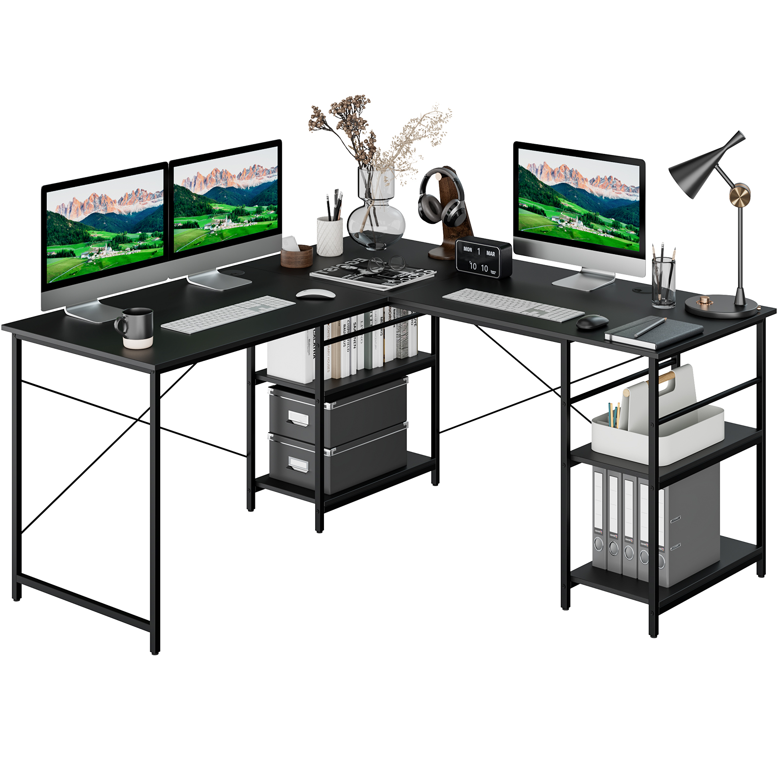 Giantex Computer Desk Convertible L-shaped Study Writing Table Metal Frame 151CM - Picture 12 of 42