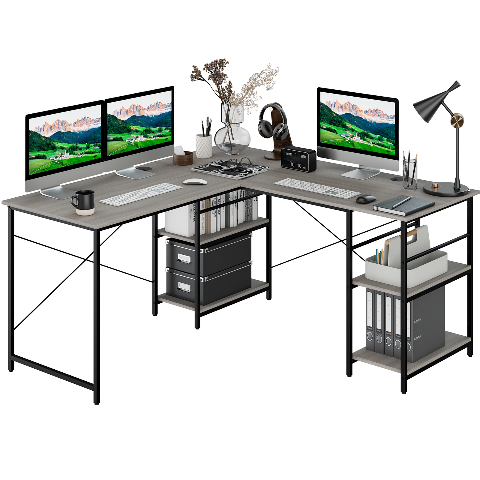 Giantex Computer Desk Convertible L-shaped Study Writing Table Metal Frame 151CM - Picture 22 of 42