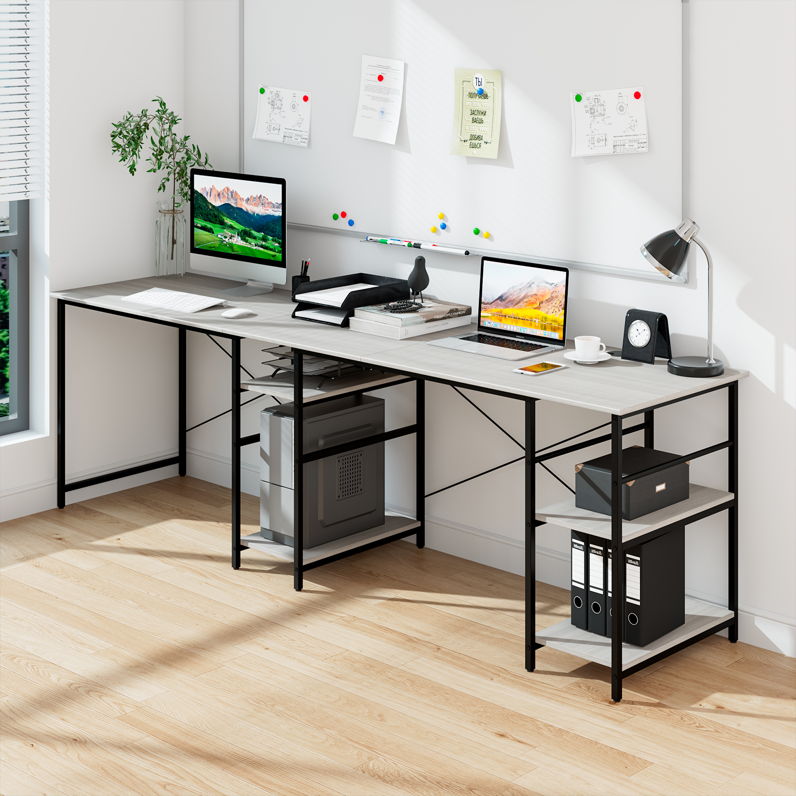 Giantex Computer Desk Convertible L-shaped Study Writing Table Metal Frame 151CM - Picture 15 of 42