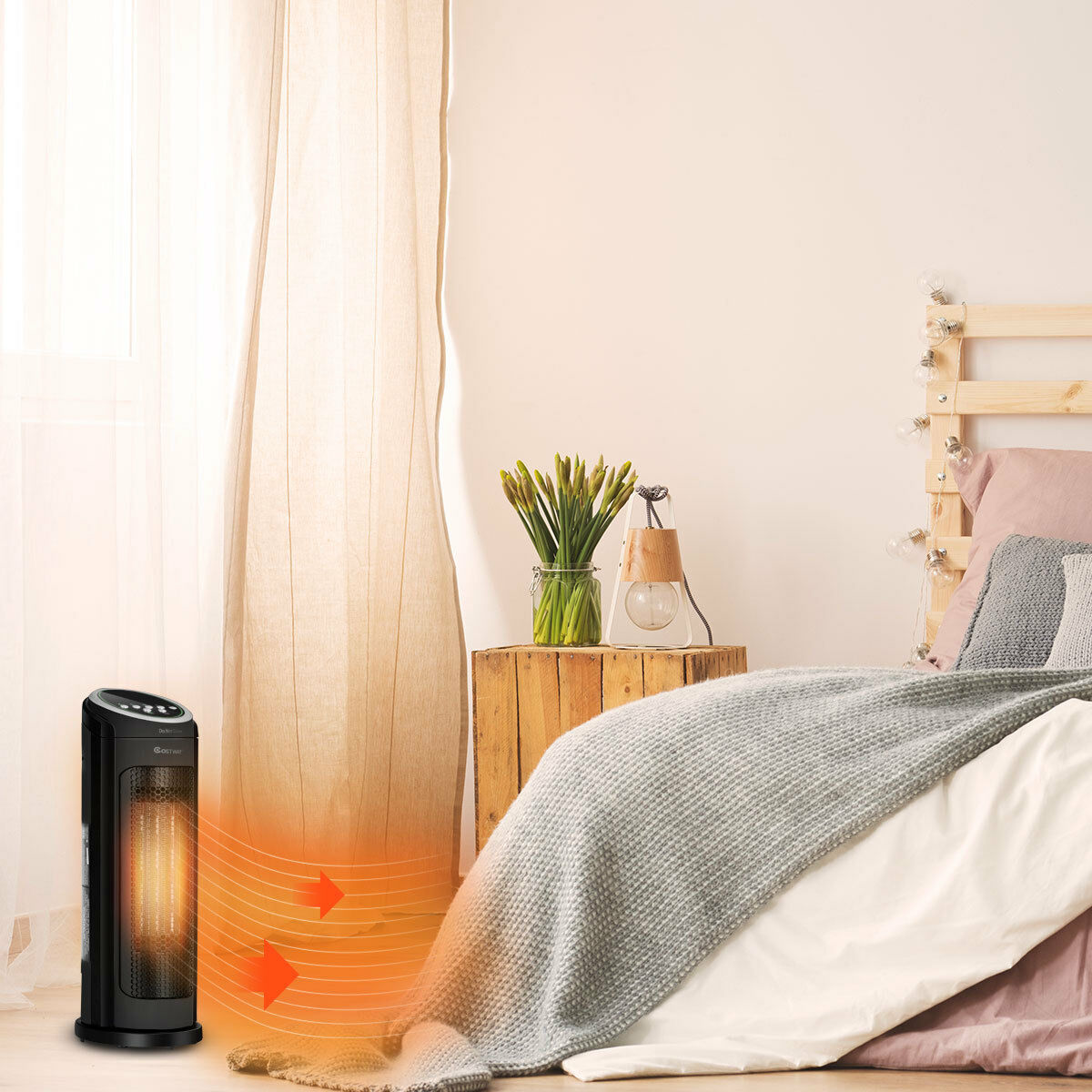 Portable Oscillating PTC Ceramic Space Heater 1500W LED 12H Timer Remote Control - Bild 3 von 12