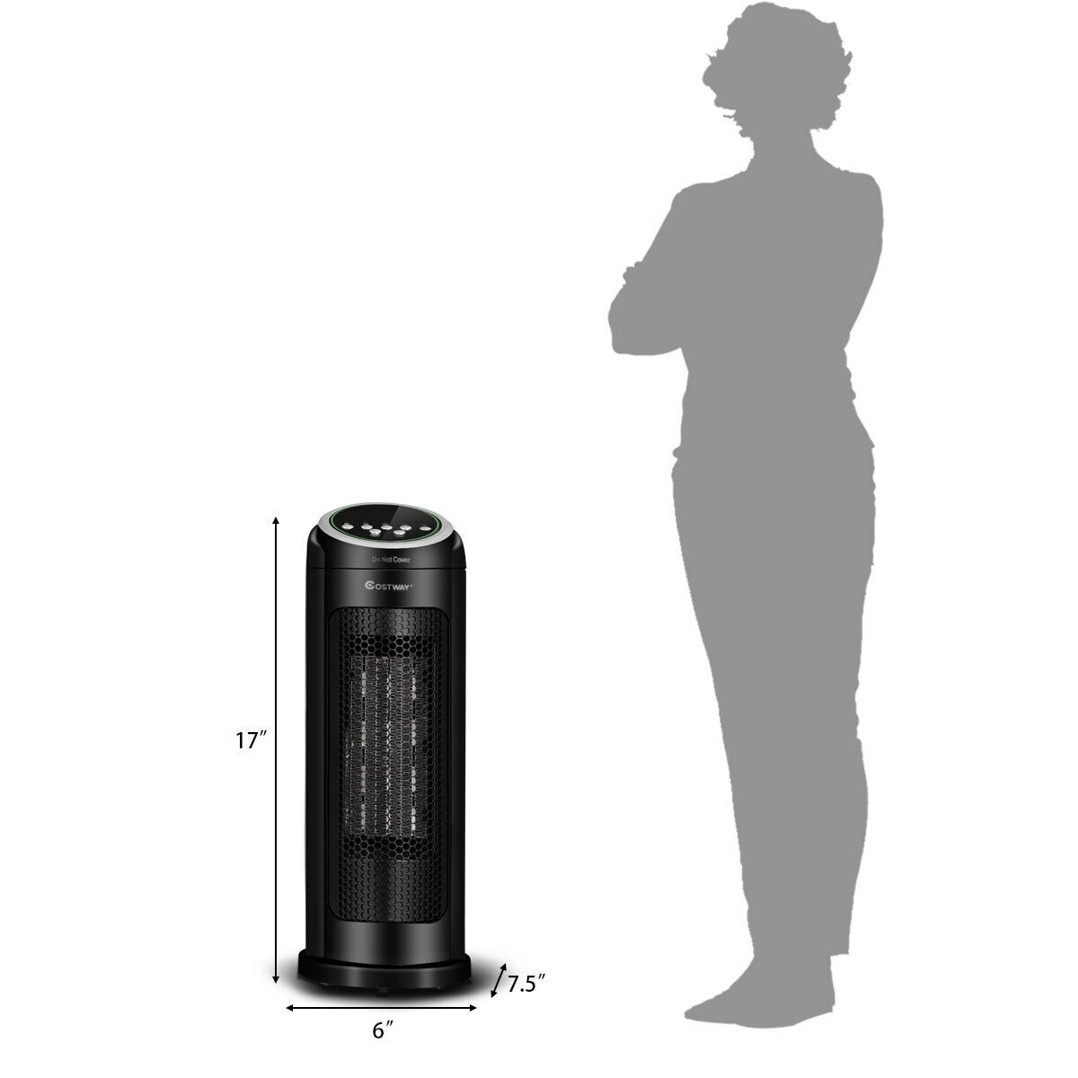 Portable Oscillating PTC Ceramic Space Heater 1500W LED 12H Timer Remote Control - Bild 11 von 12