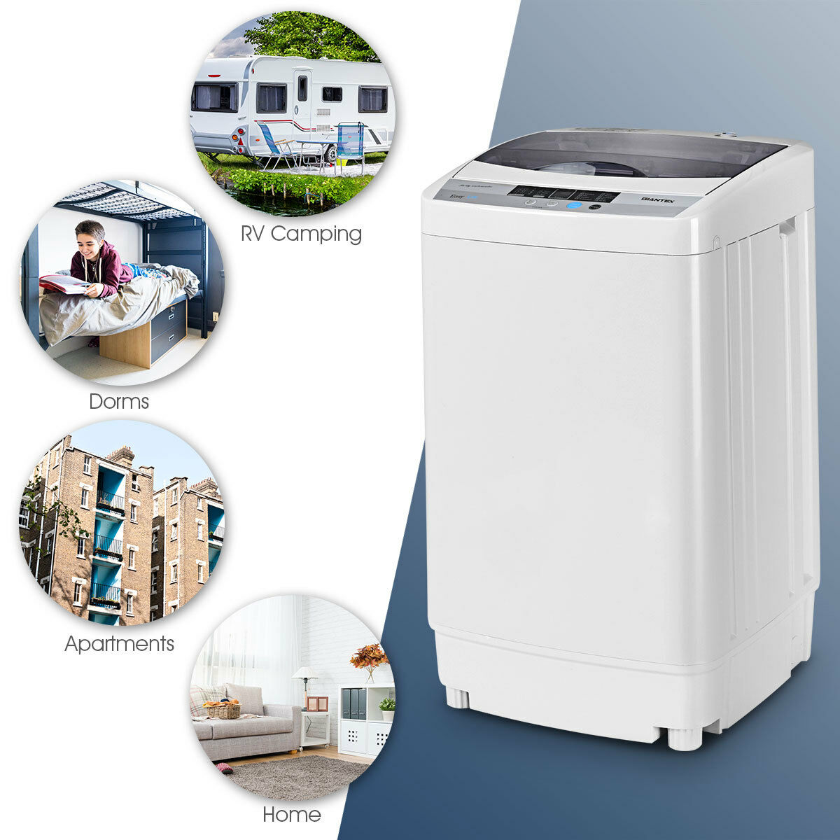 Portable Compact Washing Machine 1.34 Cu.ft Spin Washer Drain Pump 8