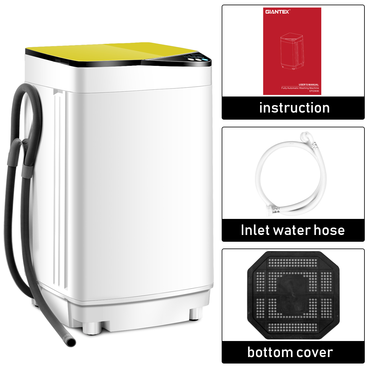 Full-Automatic Washing Machine Portable Washer 7.7 lbs Spinner Yellow - Picture 7 of 8