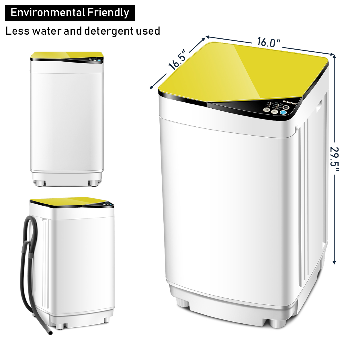 Full-Automatic Washing Machine Portable Washer 7.7 lbs Spinner Yellow - Picture 2 of 8