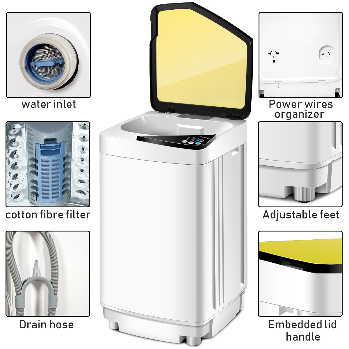 Full-Automatic Washing Machine Portable Washer 7.7 lbs Spinner Yellow - Picture 5 of 8