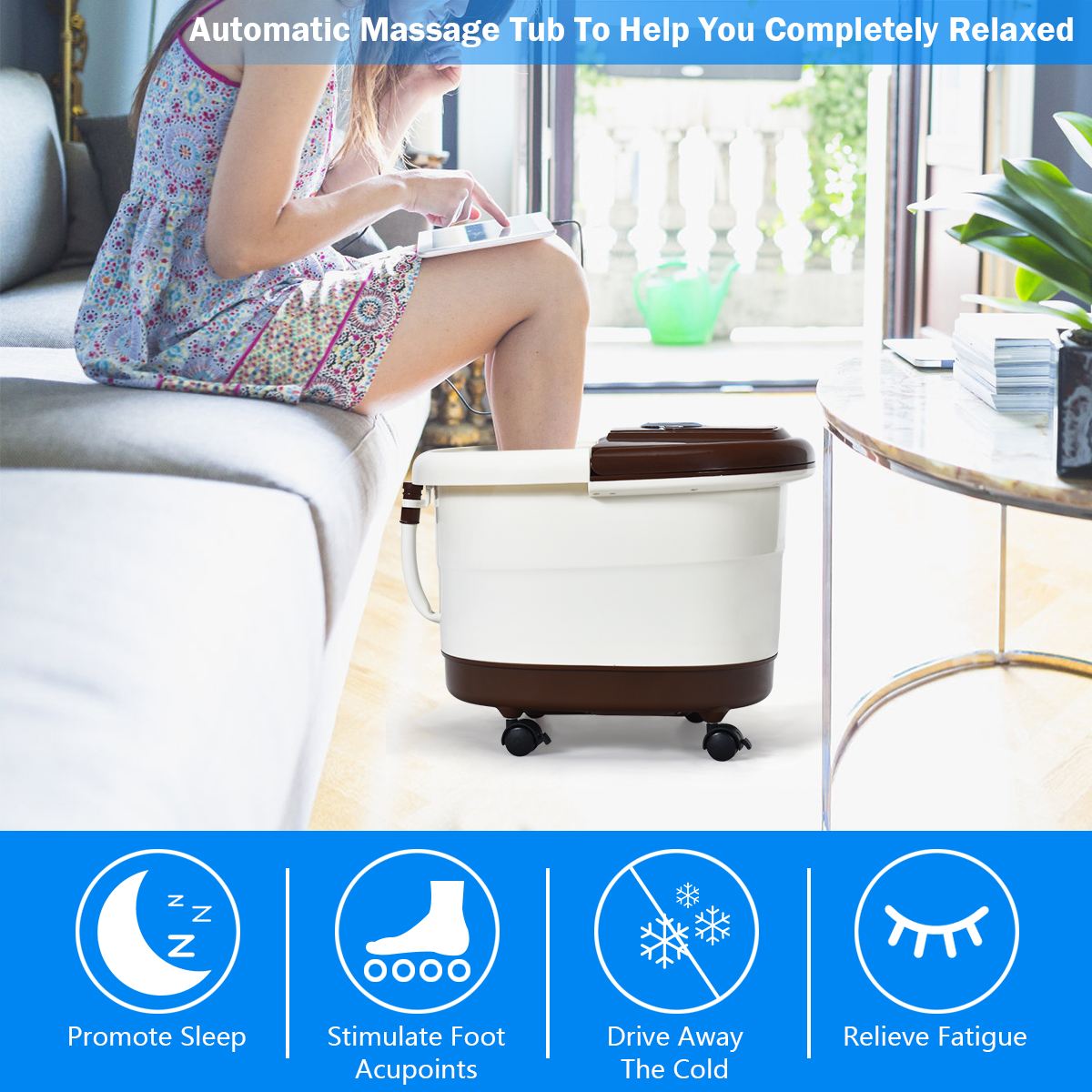 Shiatsu Portable Heated Electric Foot Spa Bath Roller Motorized Massager - Bild 10 von 21