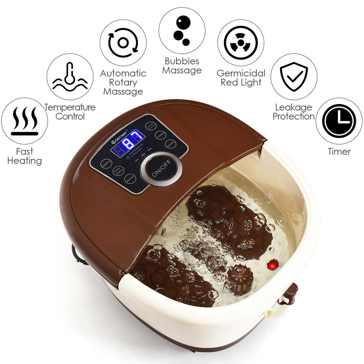 Shiatsu Portable Heated Electric Foot Spa Bath Roller Motorized Massager - Bild 11 von 21