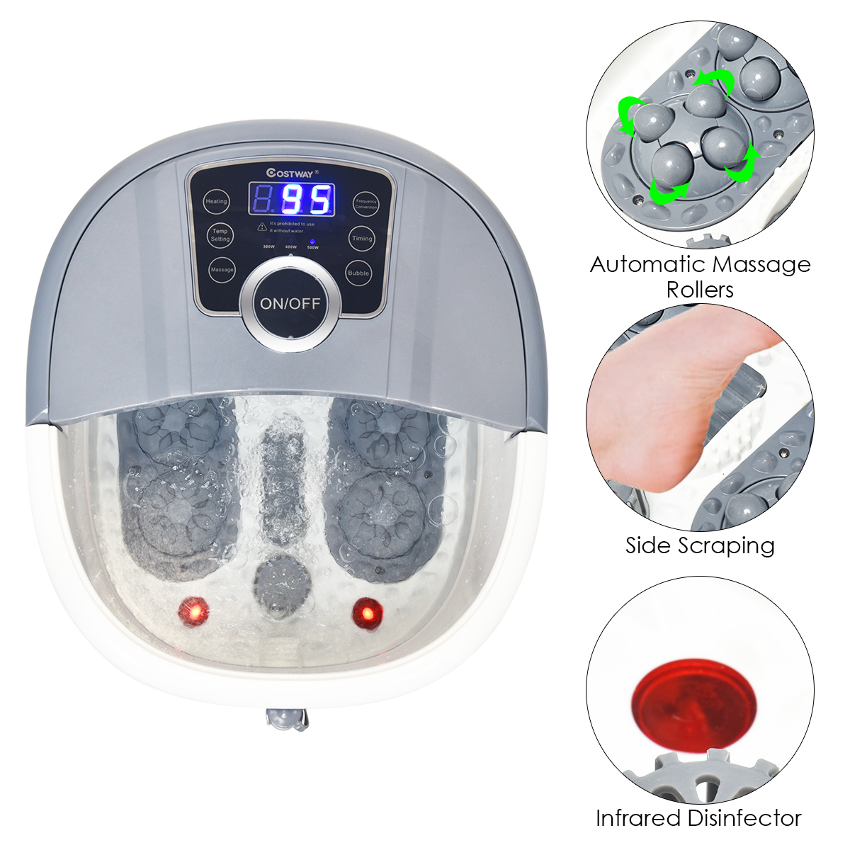 Shiatsu Portable Heated Electric Foot Spa Bath Roller Motorized Massager - Bild 19 von 21