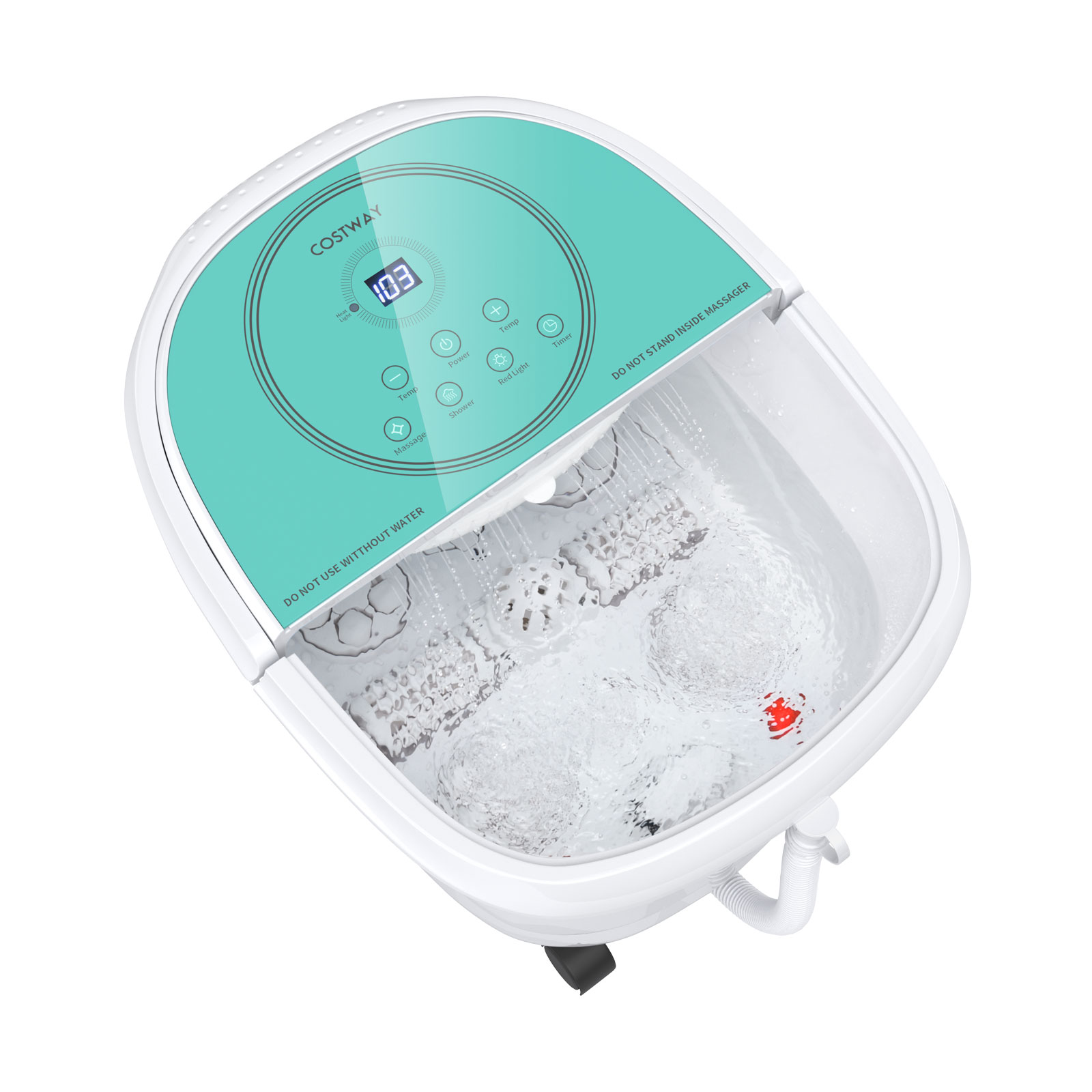 Masajeador de baño Costway Foot Spa con ducha de 2 ángulos y rodillos motorizados verde - Imagen 12 de 12