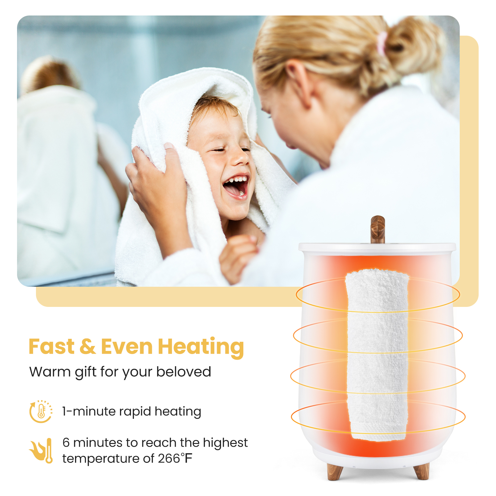 23L Bathroom Towel Warmer Bucket 4 Timer w/ Fragrance Holder & 3-Level Heating - 第 12/12 張圖片