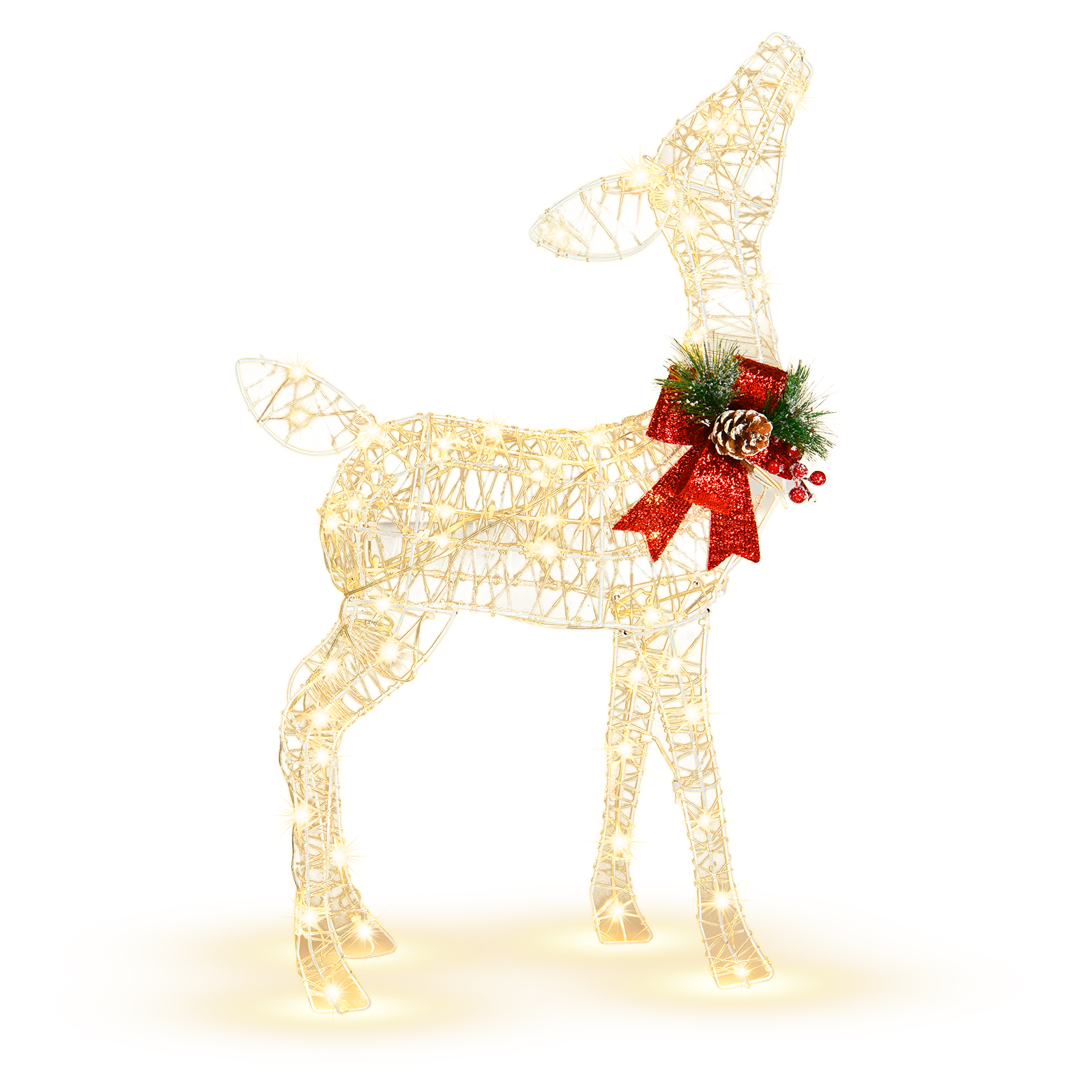 Pre-iluminado Navidad Vacaciones Reno Pequeño Patio Reno Decoración con 50 LED - Imagen 1 de 6