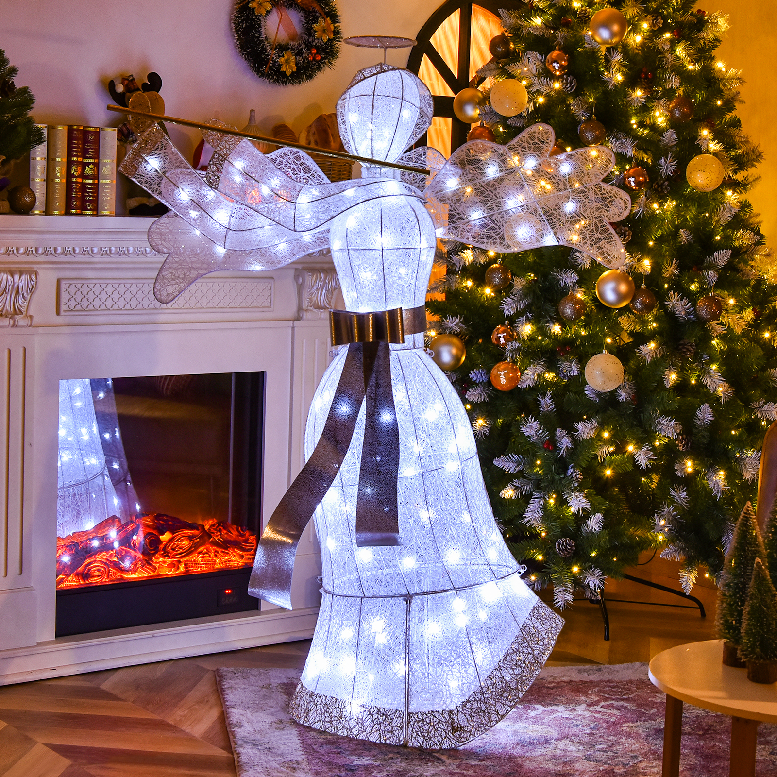 Artificial Christmas Decor Pre-Lit Angel Christmas Decoration w/ 100 LED Lights - Picture 2 of 8