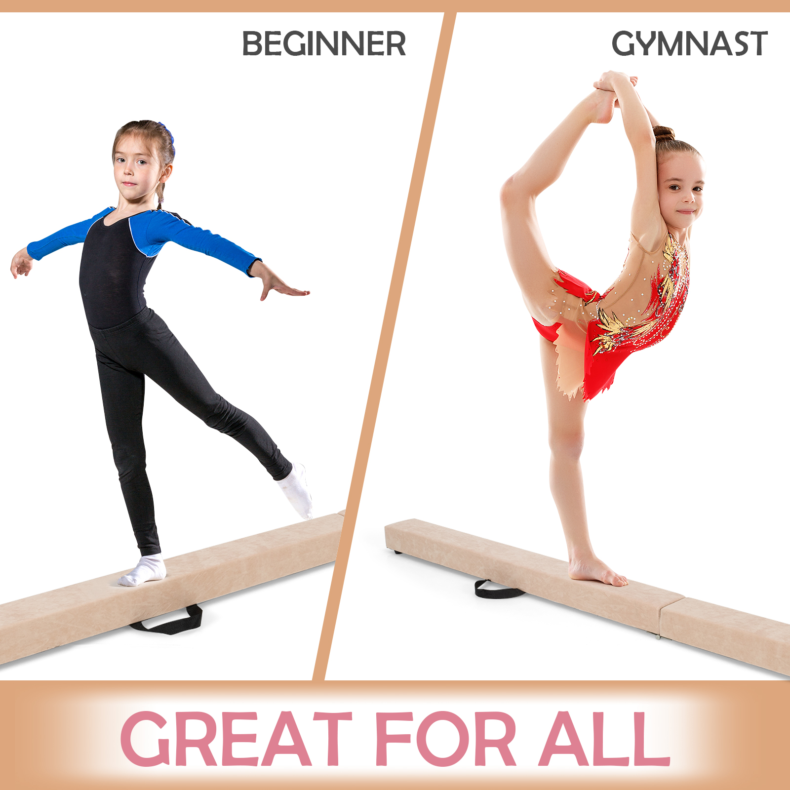 Folding 7' Gymnastic Beam Portable Floor Balance Beam w/Handles for Gymnasts - Picture 22 of 32
