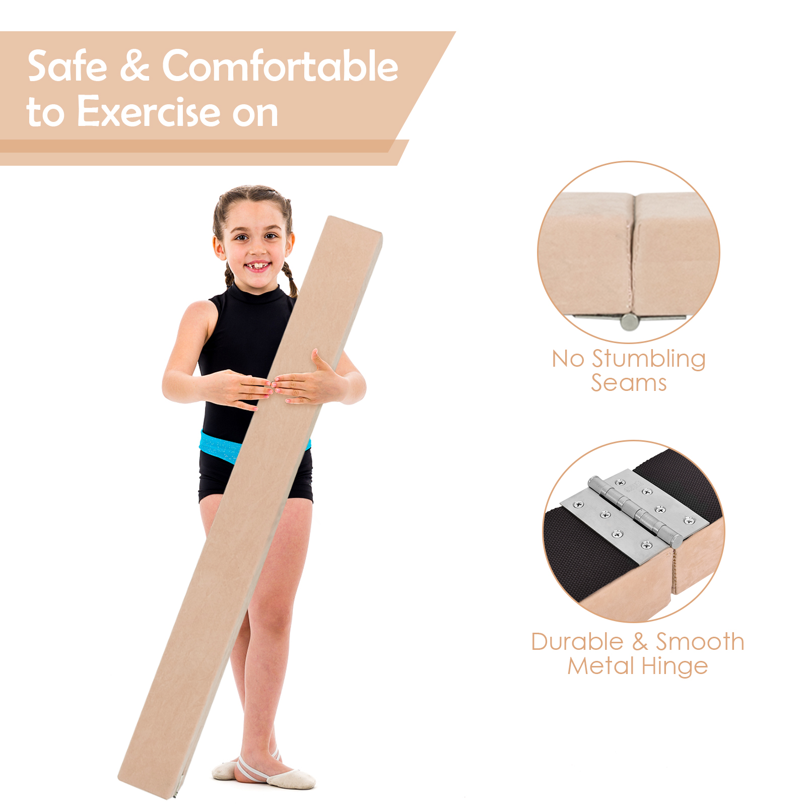 Folding 7' Gymnastic Beam Portable Floor Balance Beam w/Handles for Gymnasts - Picture 23 of 32