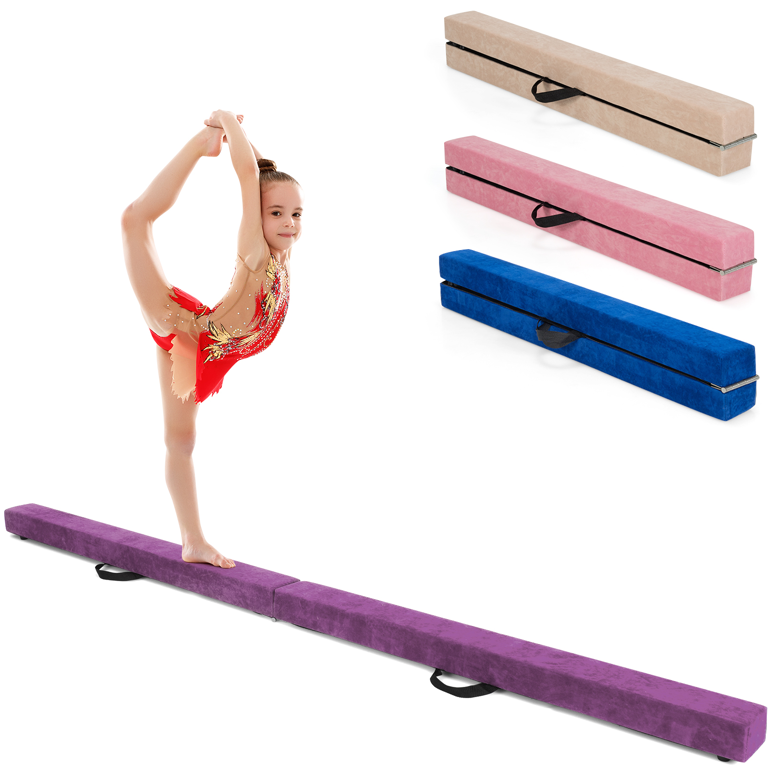 Folding 7' Gymnastic Beam Portable Floor Balance Beam w/Handles for Gymnasts - Picture 25 of 32