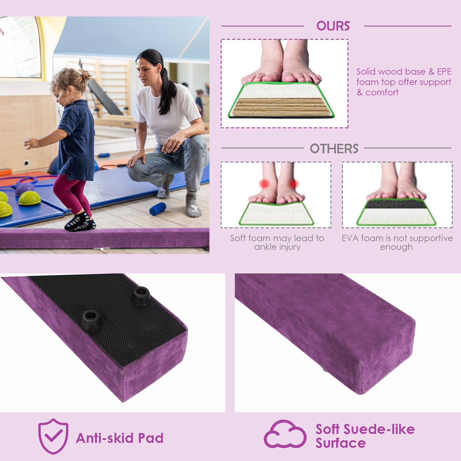 Folding 7' Gymnastic Beam Portable Floor Balance Beam w/Handles for Gymnasts - Picture 26 of 32