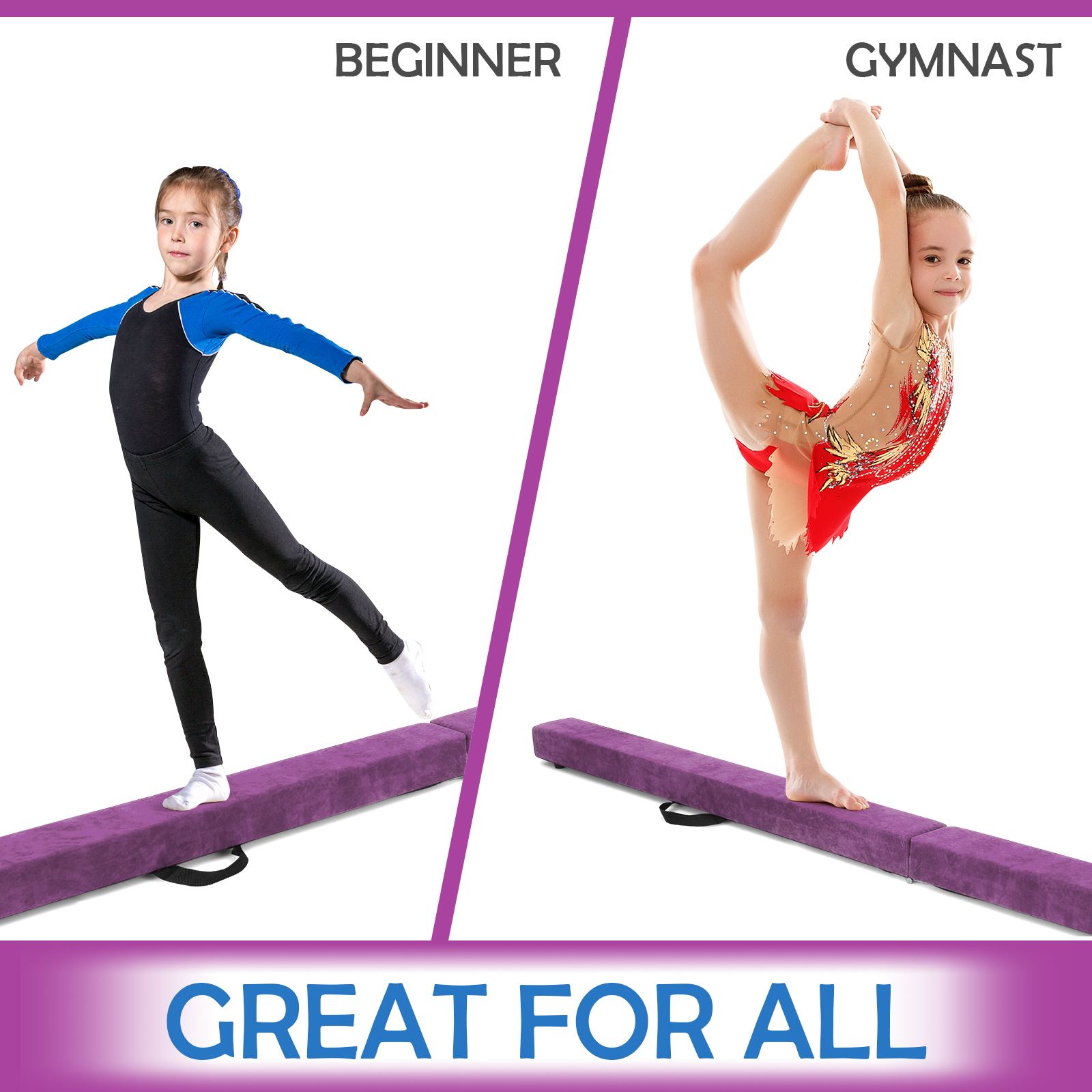 Folding 7' Gymnastic Beam Portable Floor Balance Beam w/Handles for Gymnasts - Picture 29 of 32