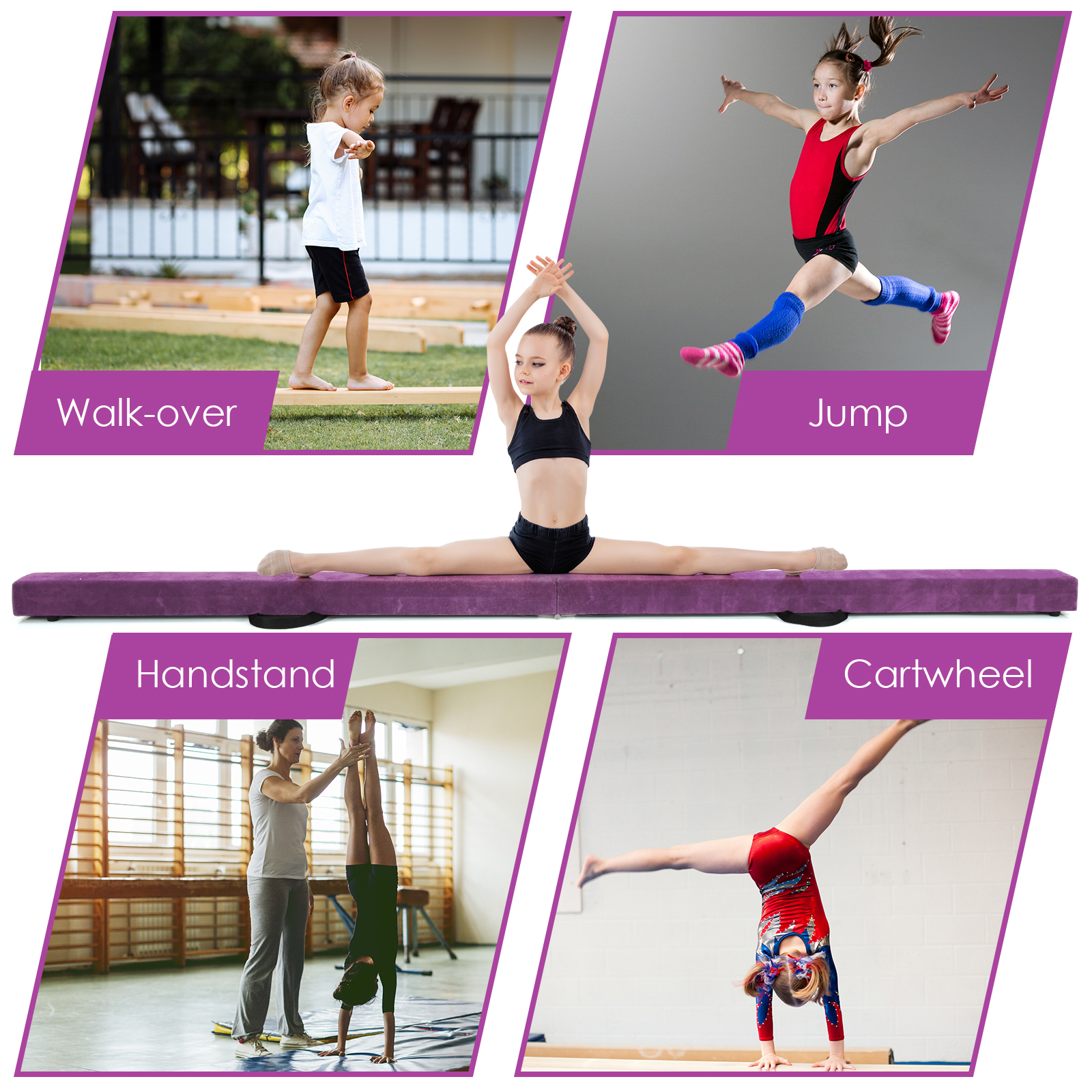 Folding 7' Gymnastic Beam Portable Floor Balance Beam w/Handles for Gymnasts - Picture 30 of 32