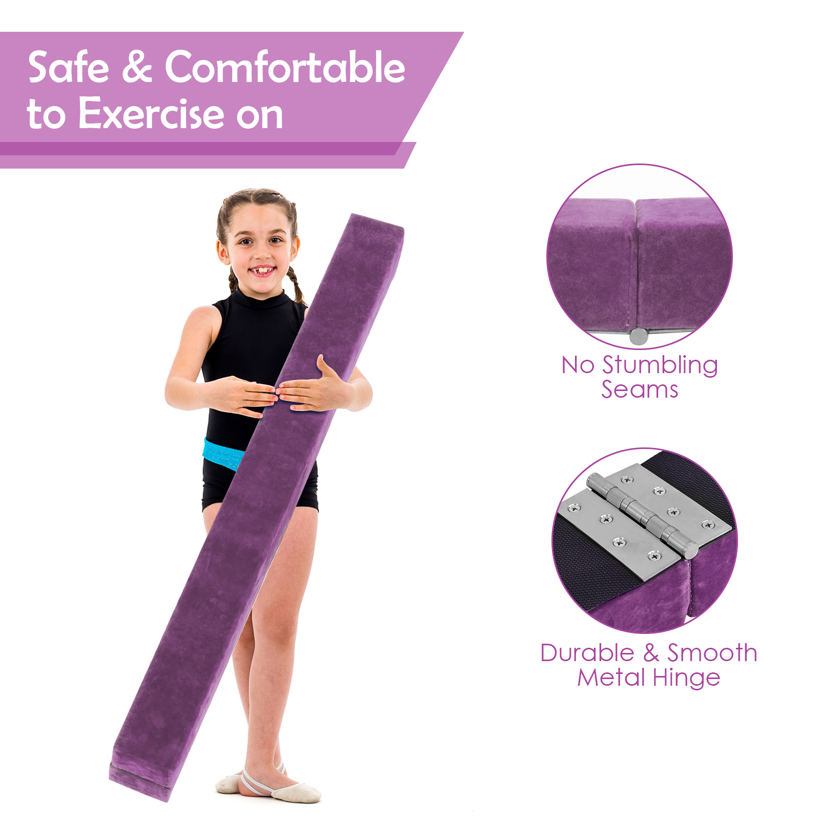 Folding 7' Gymnastic Beam Portable Floor Balance Beam w/Handles for Gymnasts - Picture 31 of 32