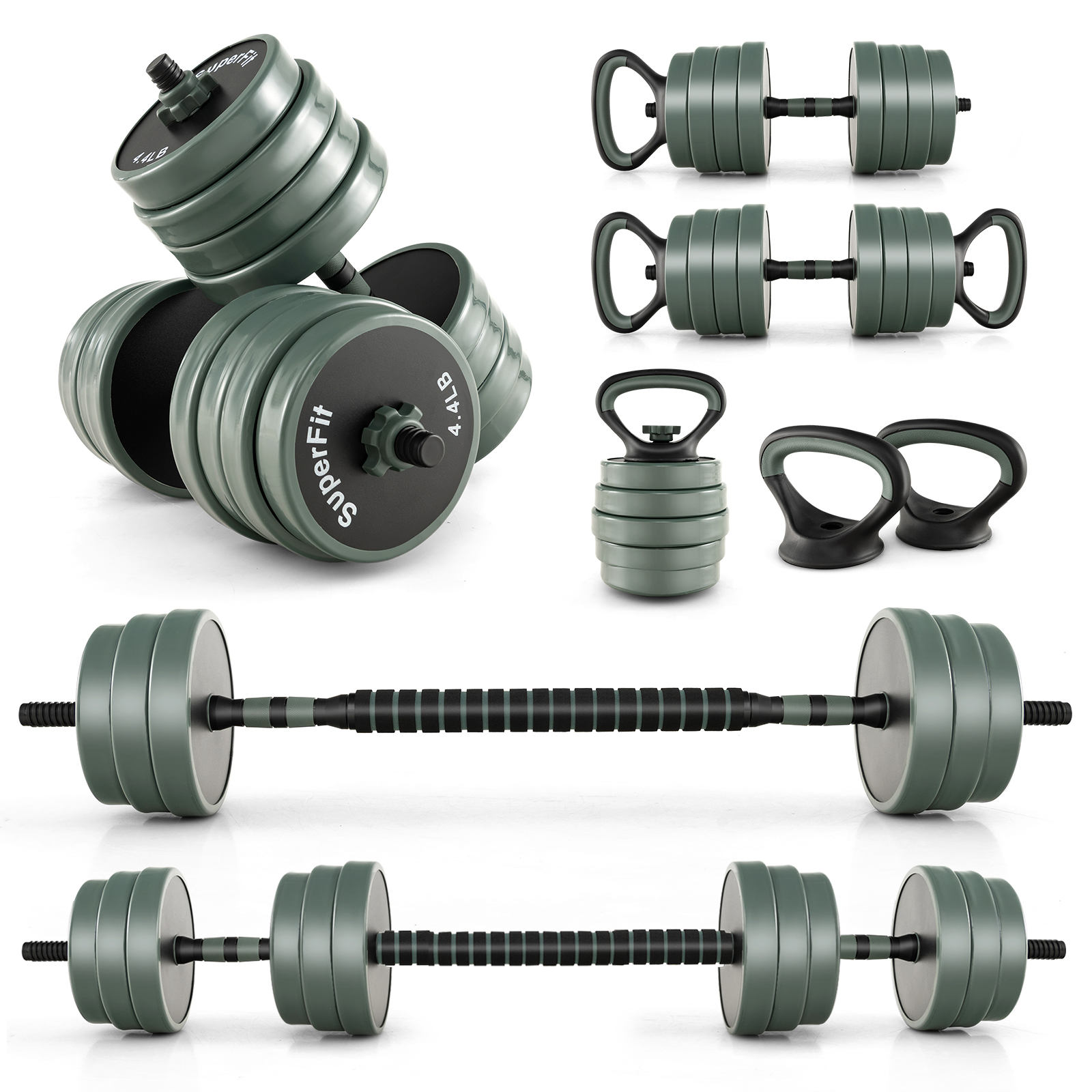 Juego de mancuernas de peso ajustable 4 en 1 con placas de peso y collares Spinlock - Imagen 1 de 7