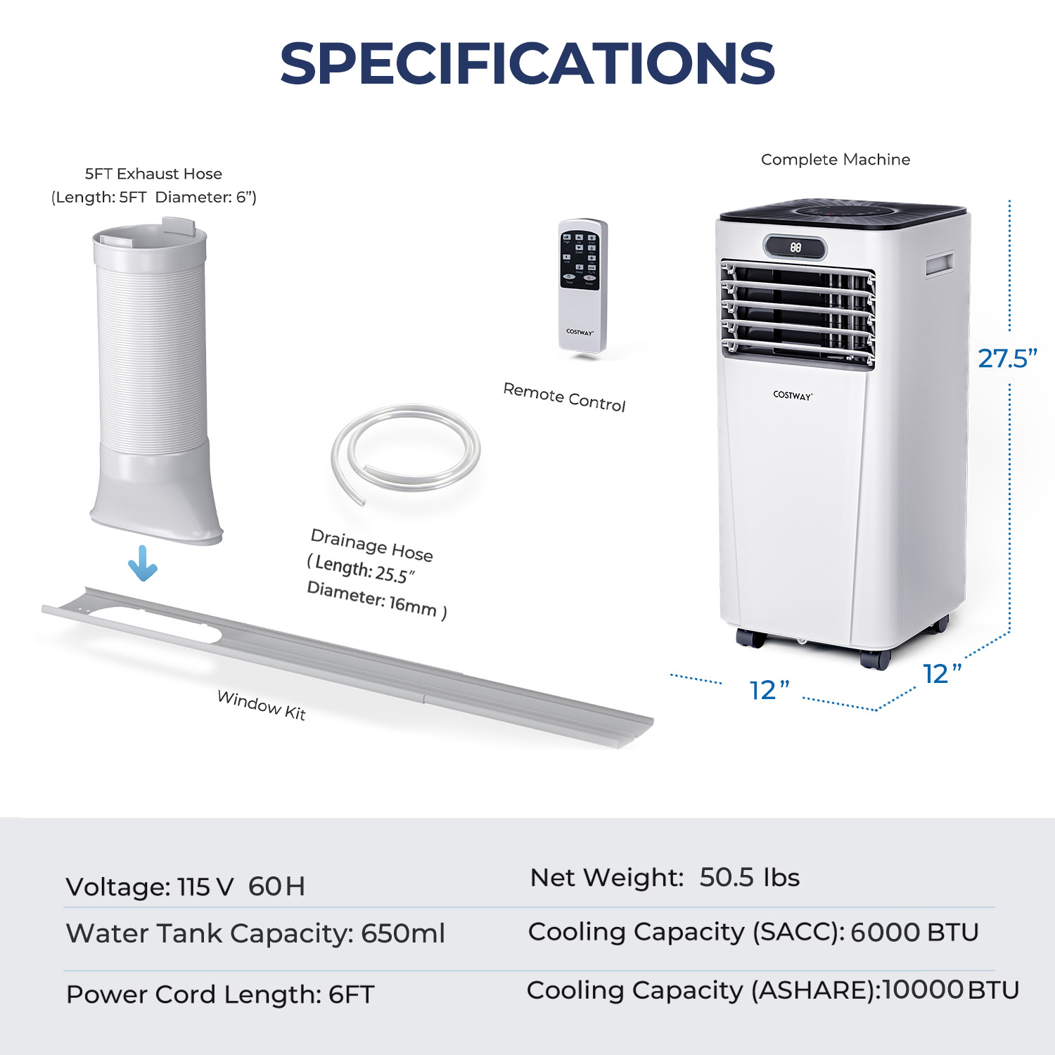 Portable 10000 BTU Air Conditioner 3-in-1 Air Cooler w/ Remote Control - Picture 2 of 8