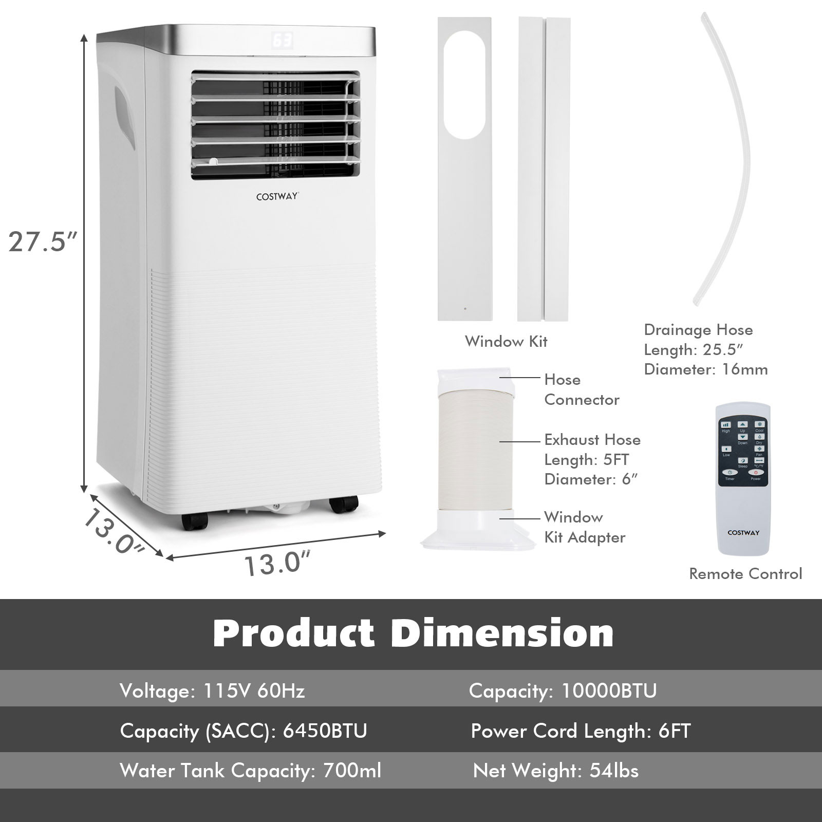 Portable 10000BTU Air Conditioner 3-in-1 Air Cooler w/Remote Control - Picture 2 of 7