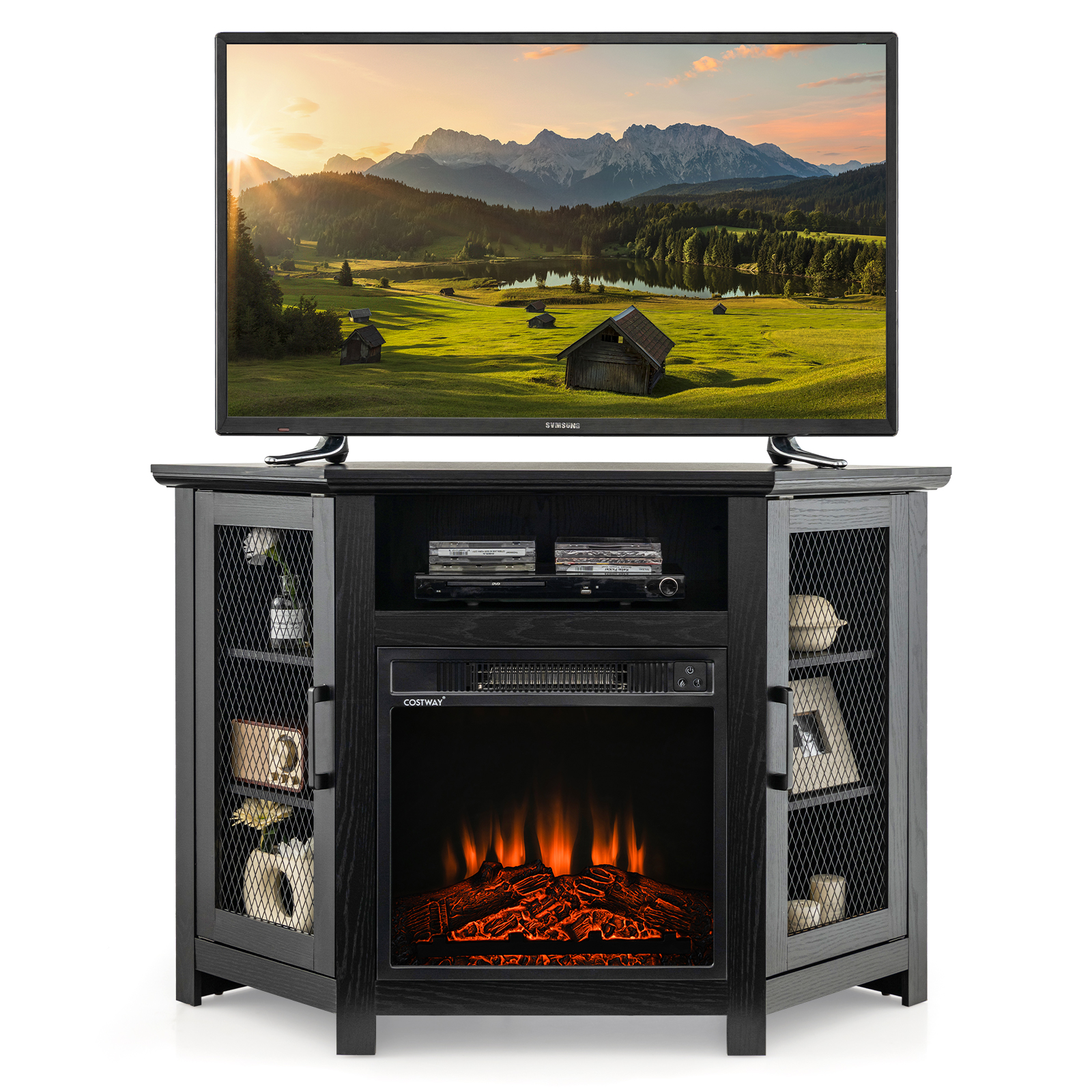 Corner Fireplace TV Stand w/ 45" Corner TV stand & 18" Electric Fireplace eBay