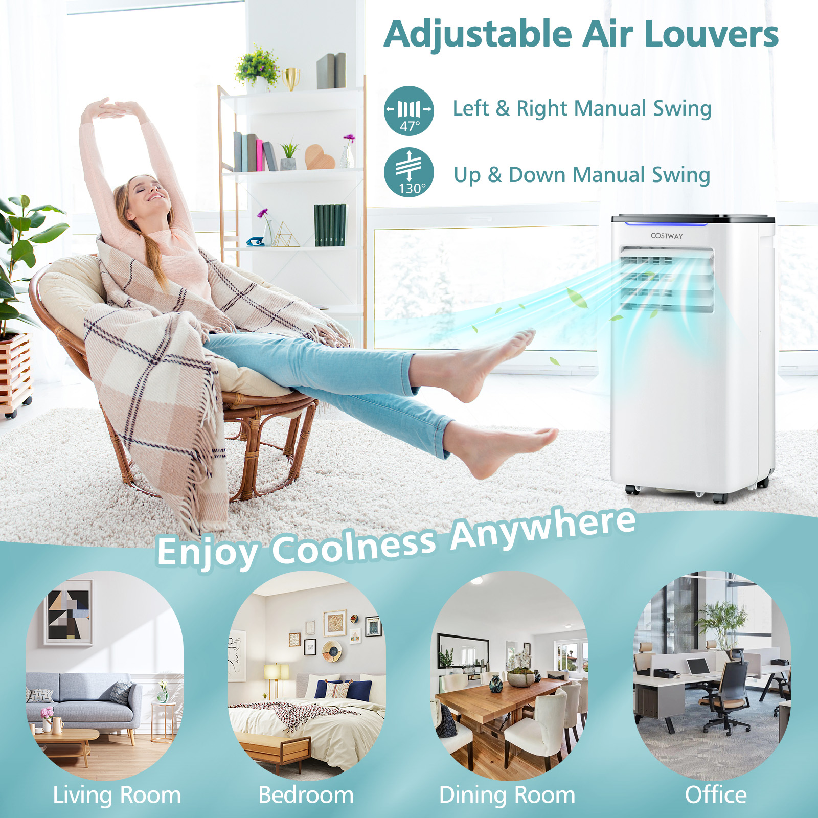 Portable 8000 BTU Air Conditioner 3-in-1 AC Unit w/ Cool Dehum Fan Sleep Mode