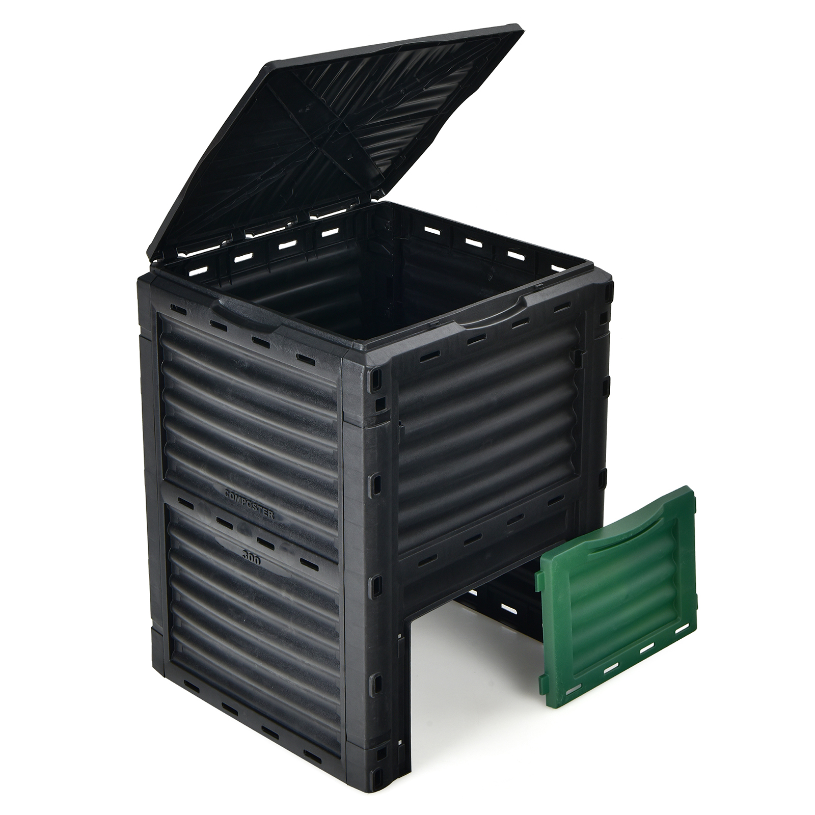 80-Gallon Outdoor Composter W/ Large Openable Lid & Bottom Exit Door