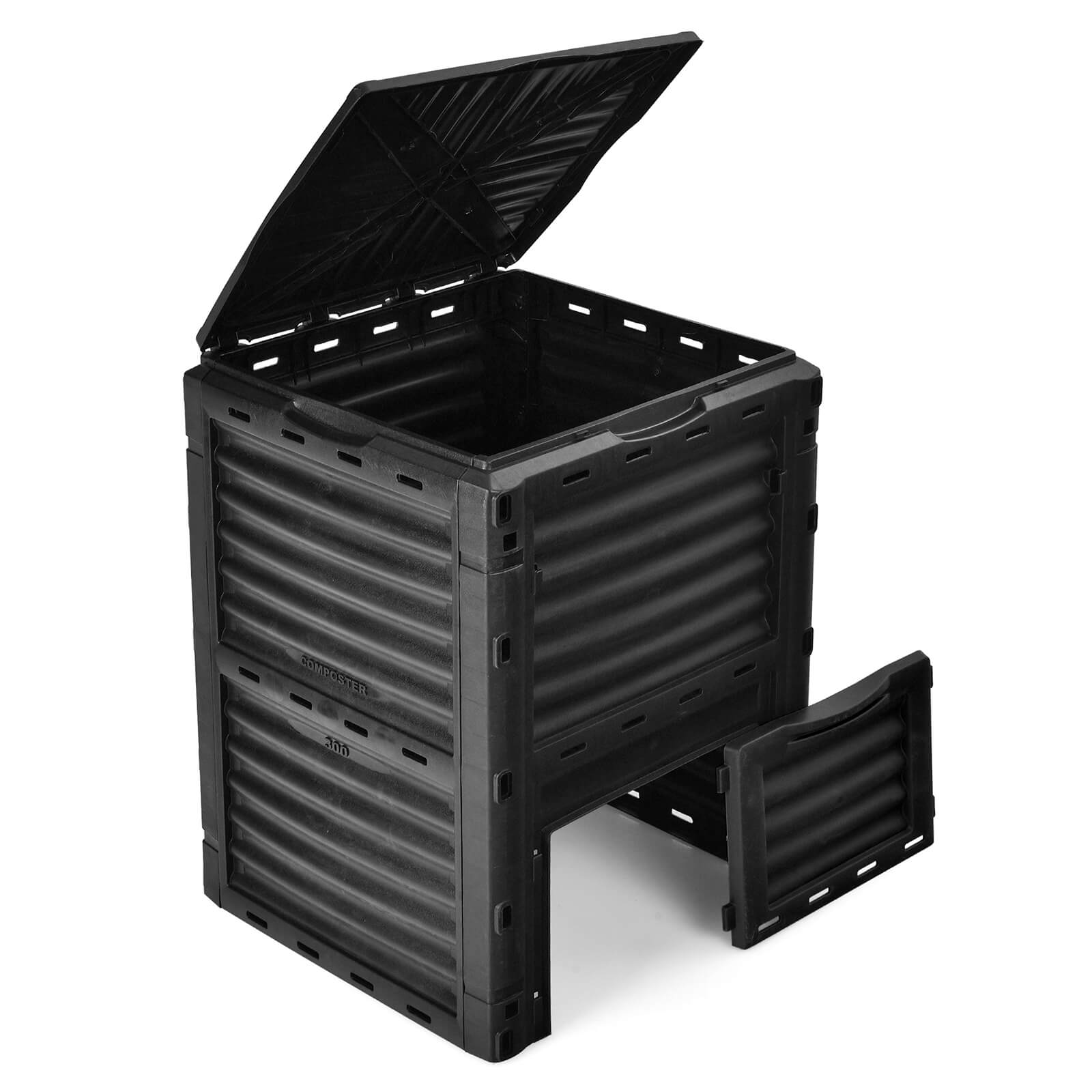 80-Gallon Outdoor Composter W/ Large Openable Lid & Bottom Exit Door