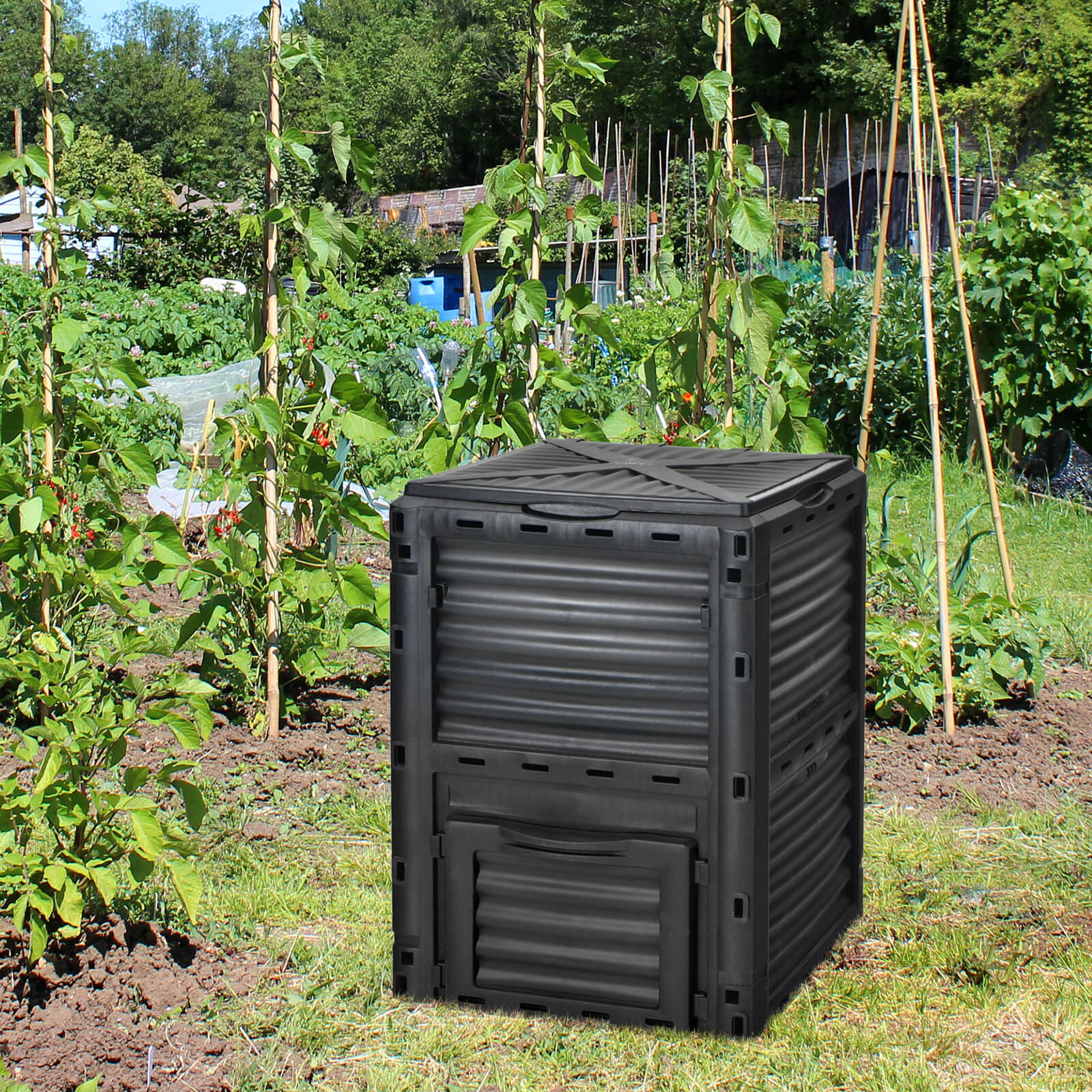 80-Gallon Outdoor Composter W/ Large Openable Lid & Bottom Exit Door