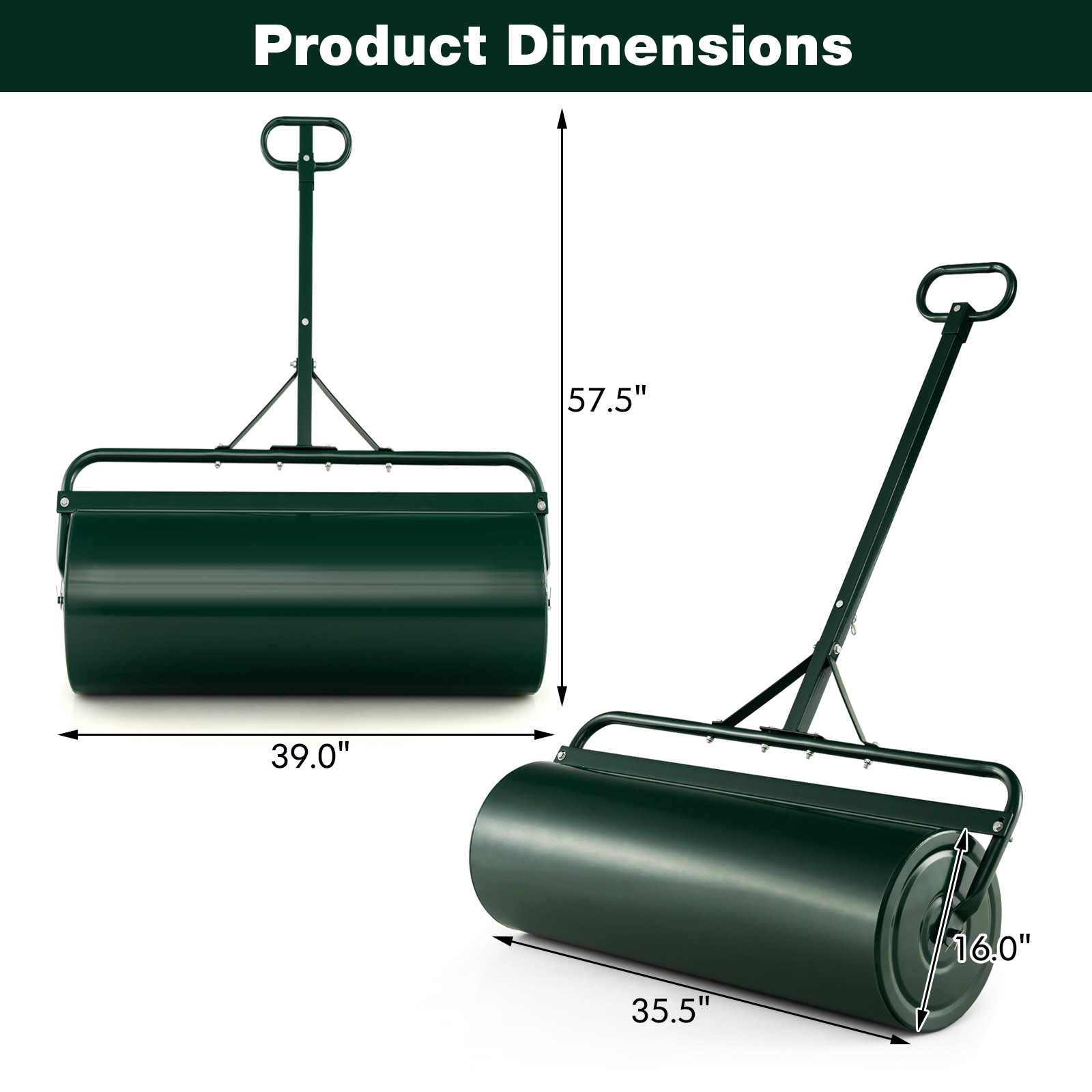 30 Gallon Lawn Roller Metal Sod Drum Roller Tow Behind a Tractor for Garden Farm - Picture 13 of 22