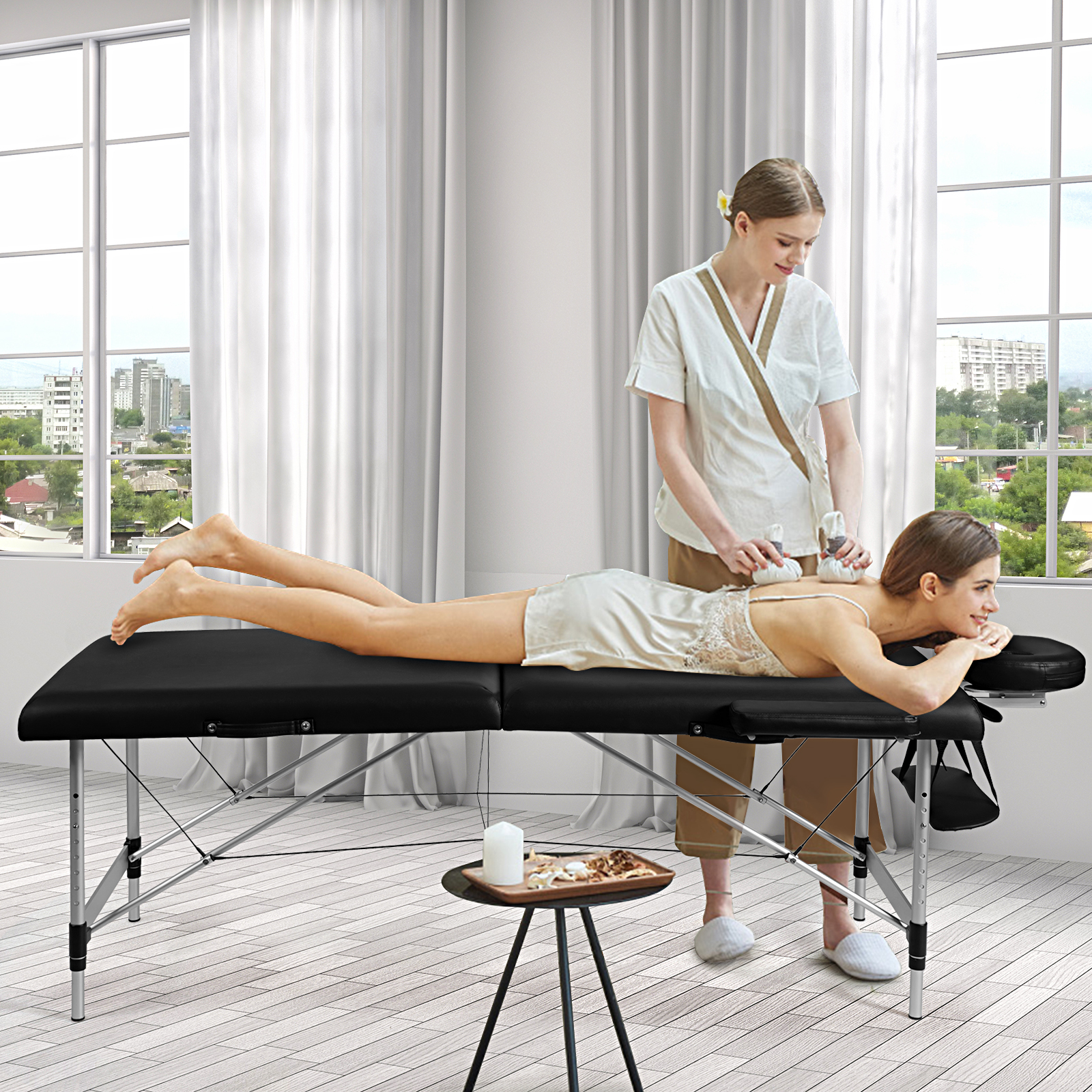 Giantex Adjustable 84"L Portable Massage Table Salon Spa Bed w/ Carry Case - Picture 15 of 24