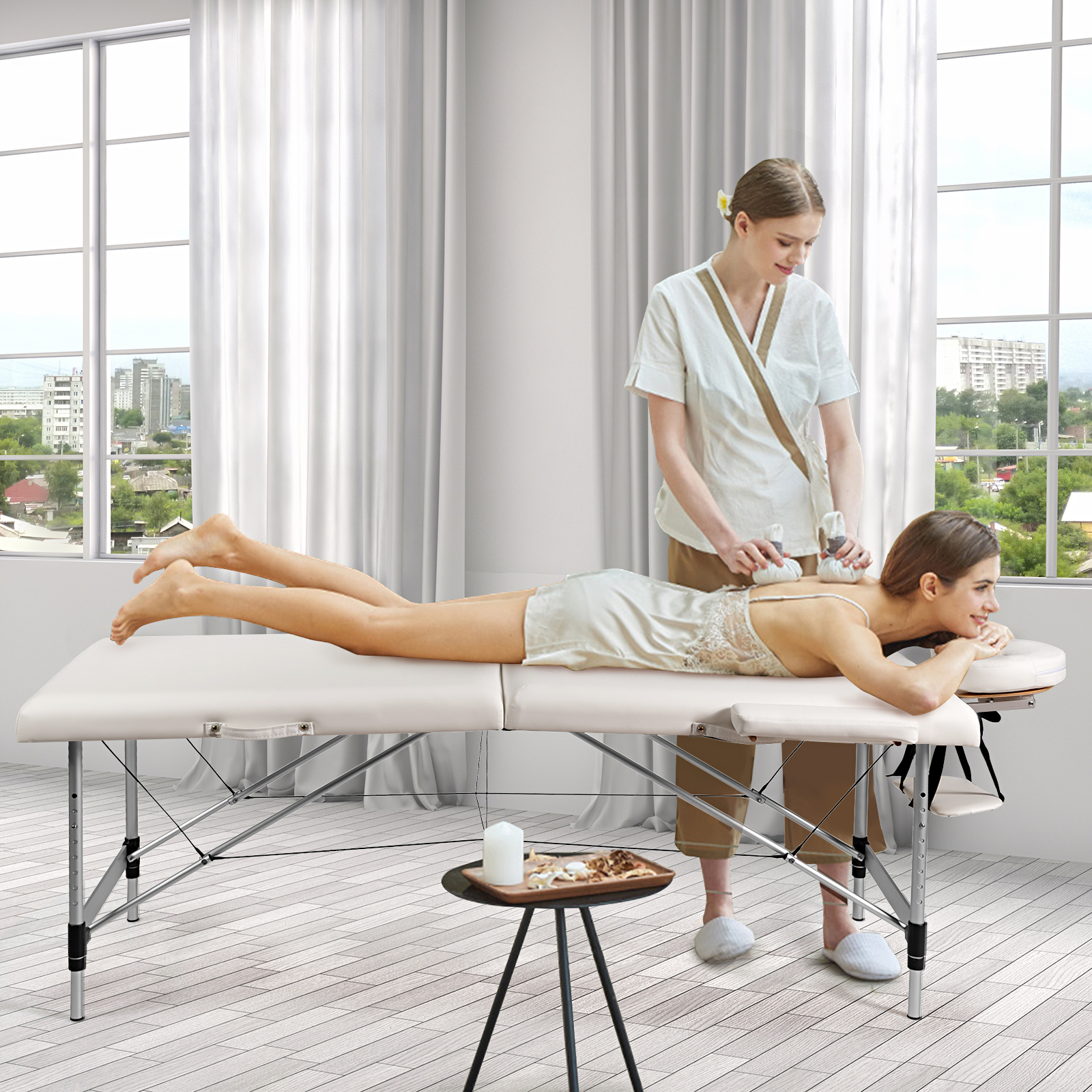 Giantex Adjustable 84"L Portable Massage Table Salon Spa Bed w/ Carry Case - Picture 23 of 24