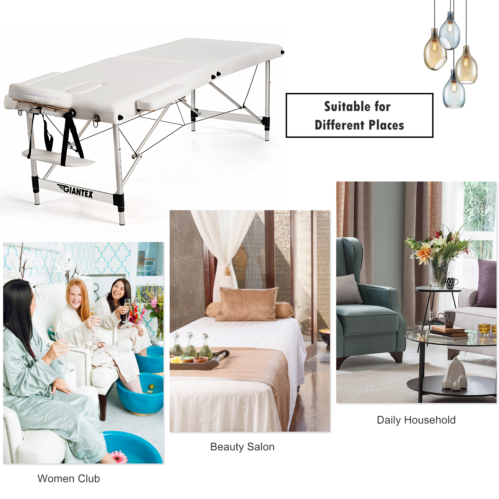 Giantex Adjustable 84"L Portable Massage Table Salon Spa Bed w/ Carry Case - Picture 19 of 24