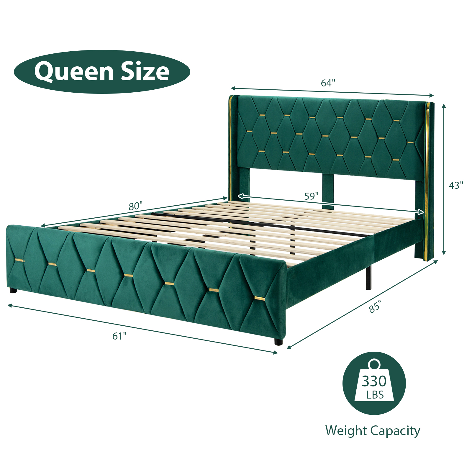 Upholstered Platform Bed Frame with Adjustable Headboard Wooden Slat Support - Picture 8 of 12