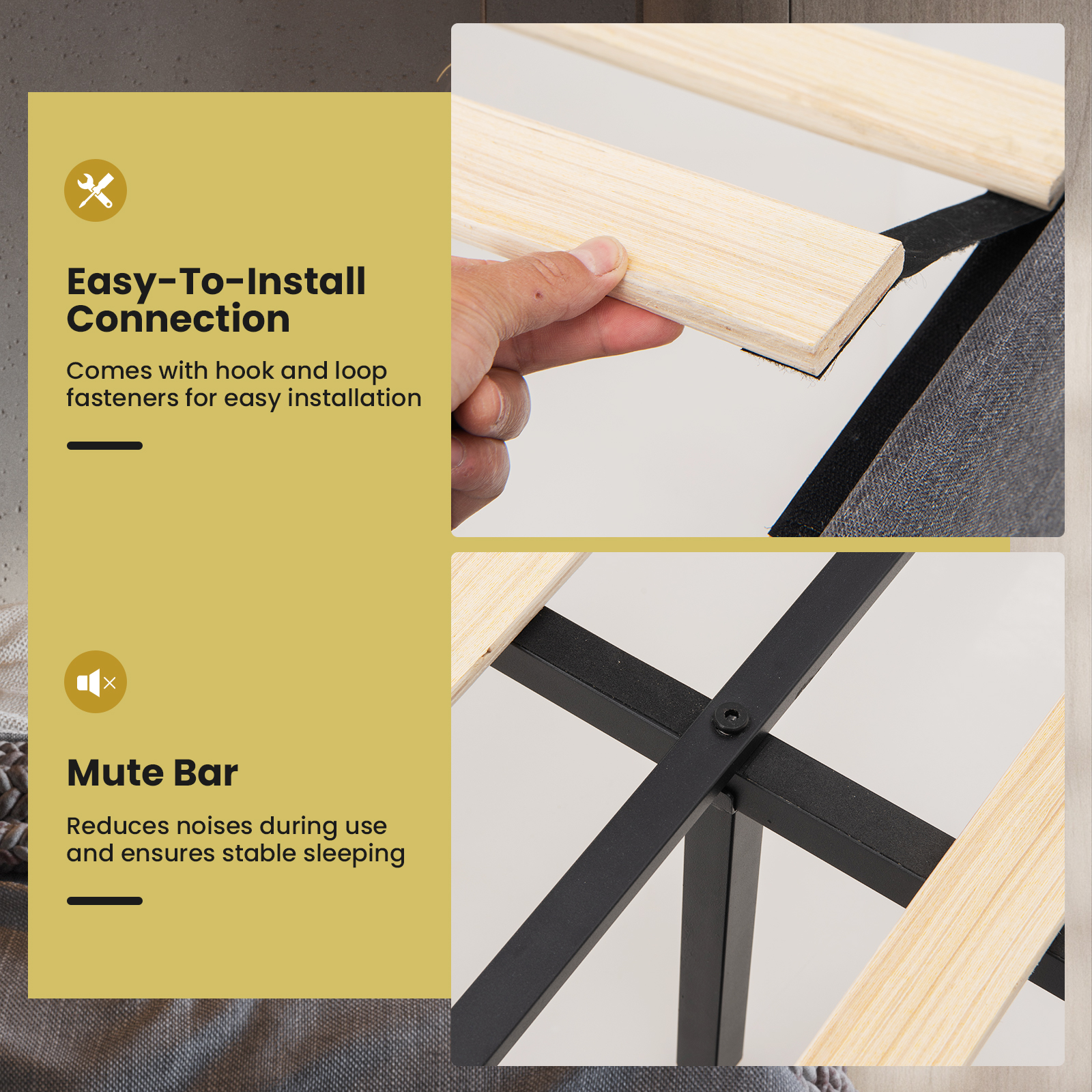 Upholstered Platform Bed Frame with Storage Ottoman Bench Headboard & Footboard - Picture 11 of 12