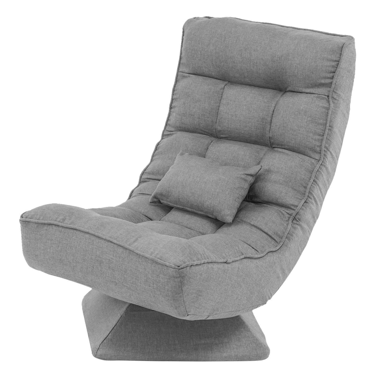 5-Level Adjustable Lazy Chair 360° Swivel Floor Chair w/ Massage Pillow Grey - Picture 10 of 10