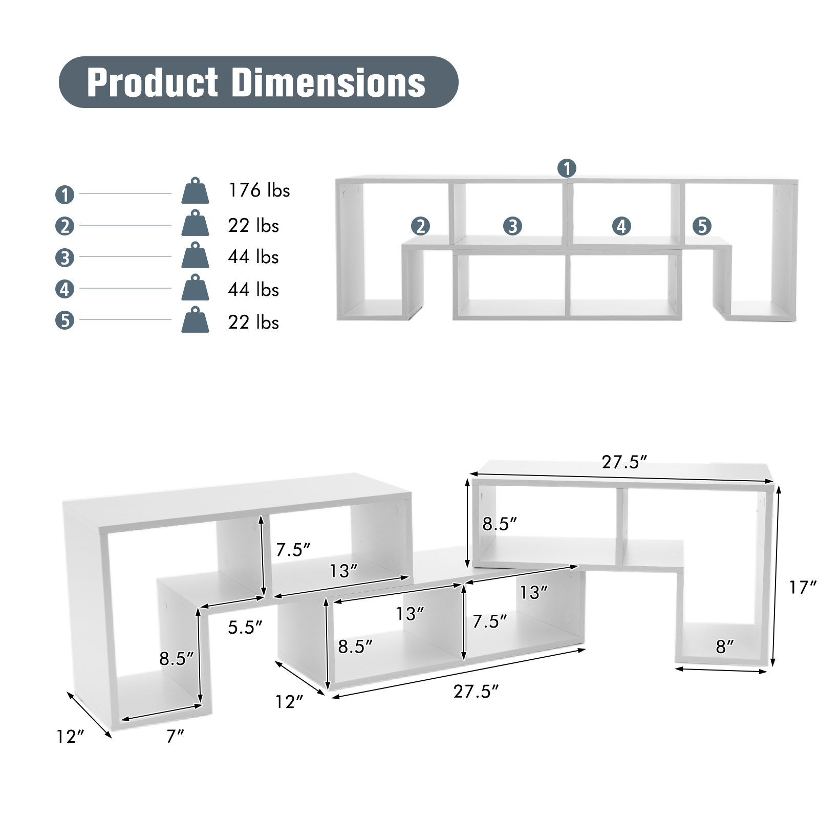 3 Pieces Console TV Stand Modern Entertainment TV Table Combo for TVs up to 65" - Picture 10 of 16