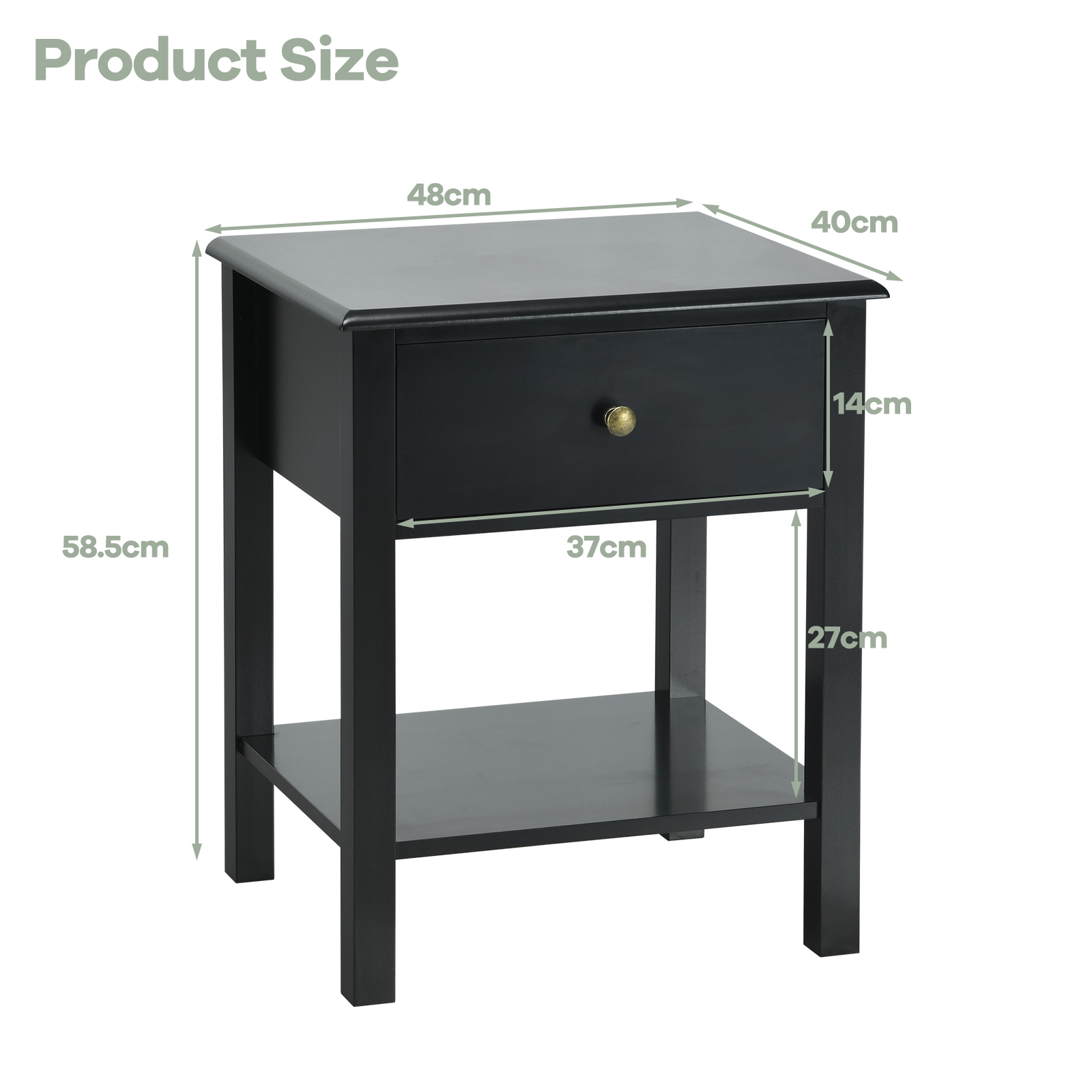 Goplus End Table Beside Nightstand Storage Display Drawer Shelf Bedroom - Picture 9 of 14