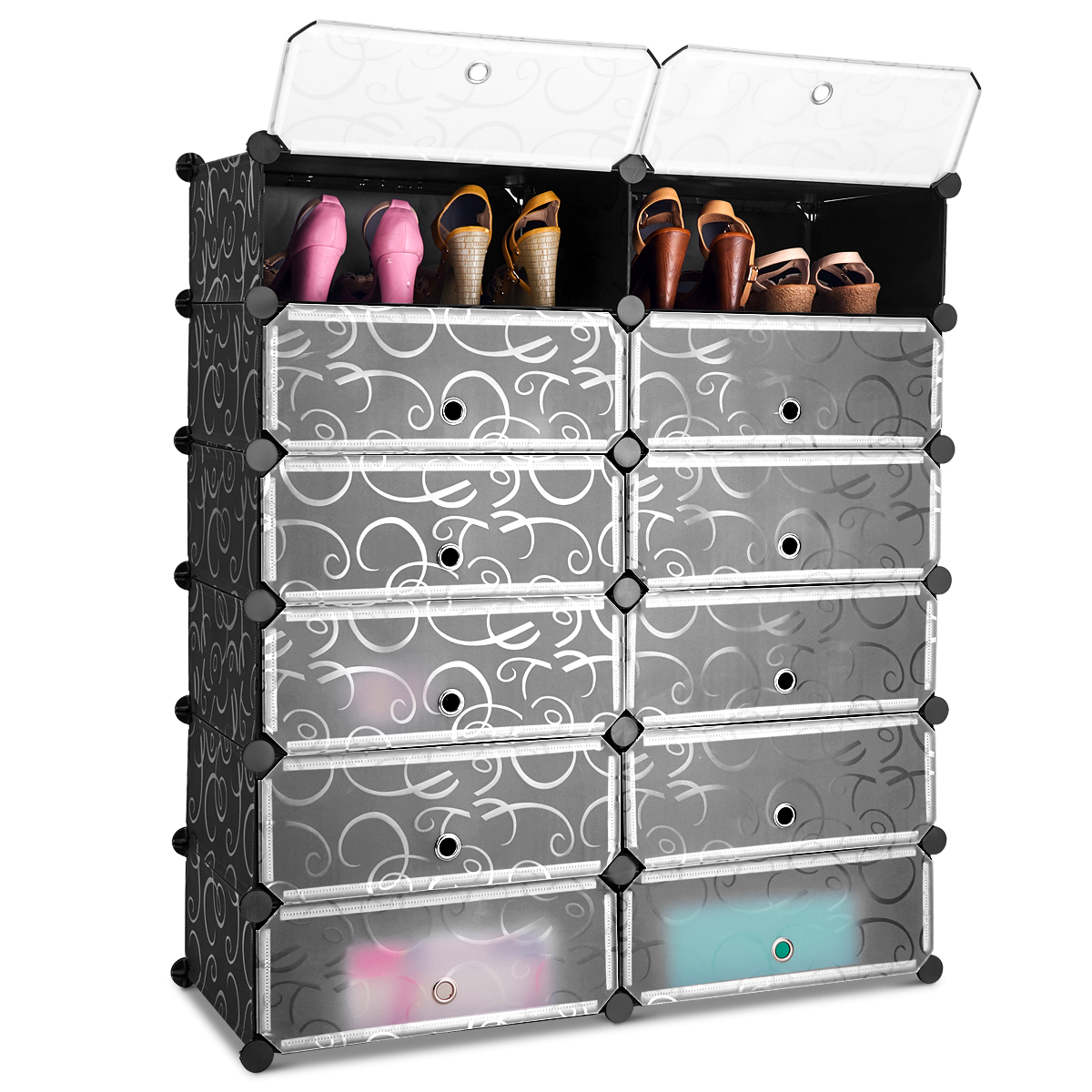Shoe Rack 12-Cube DIY Plastic Shoe Cabinet Storage Multi Use Modular ClosetShelf - Picture 12 of 12