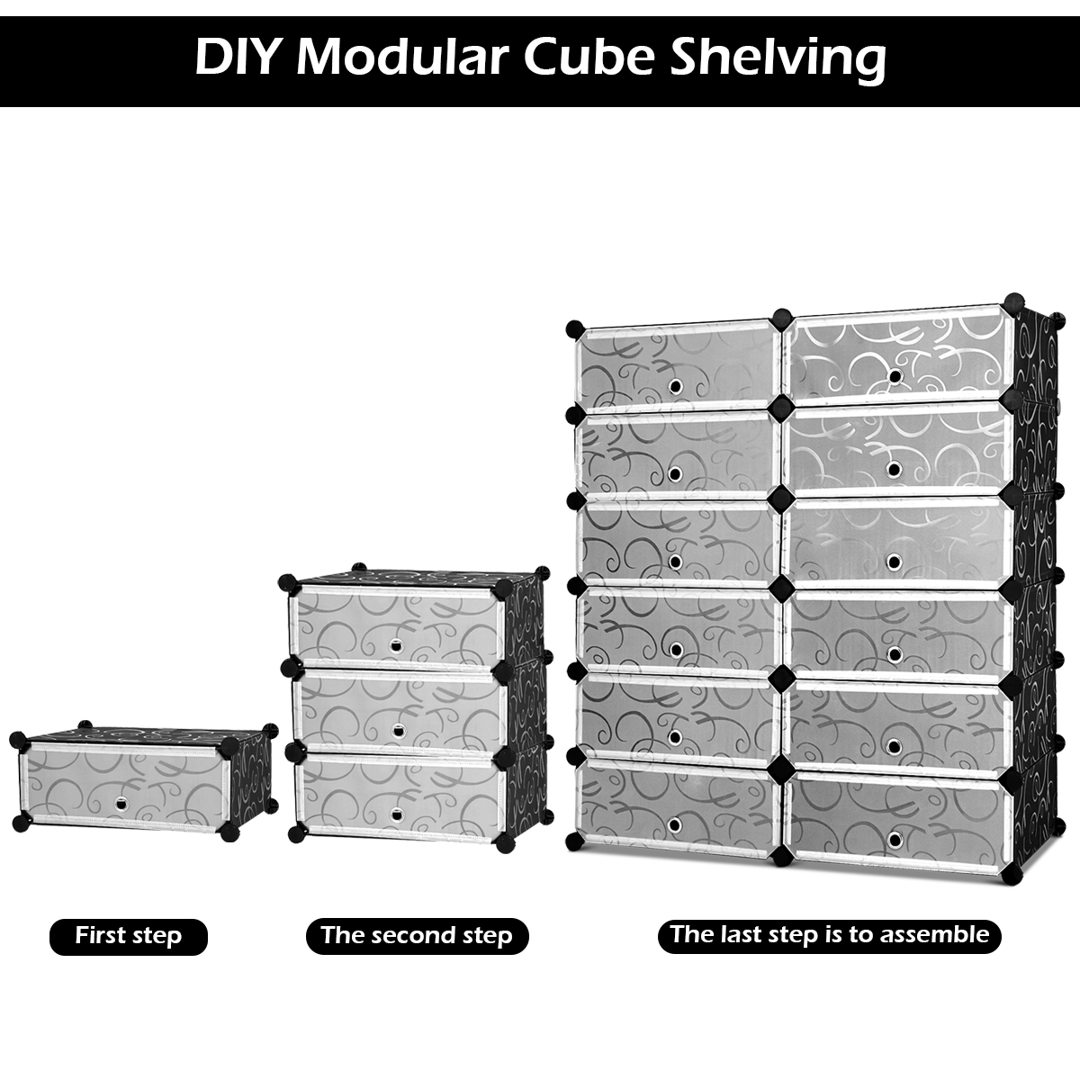 Shoe Rack 12-Cube DIY Plastic Shoe Cabinet Storage Multi Use Modular ClosetShelf - Picture 7 of 12